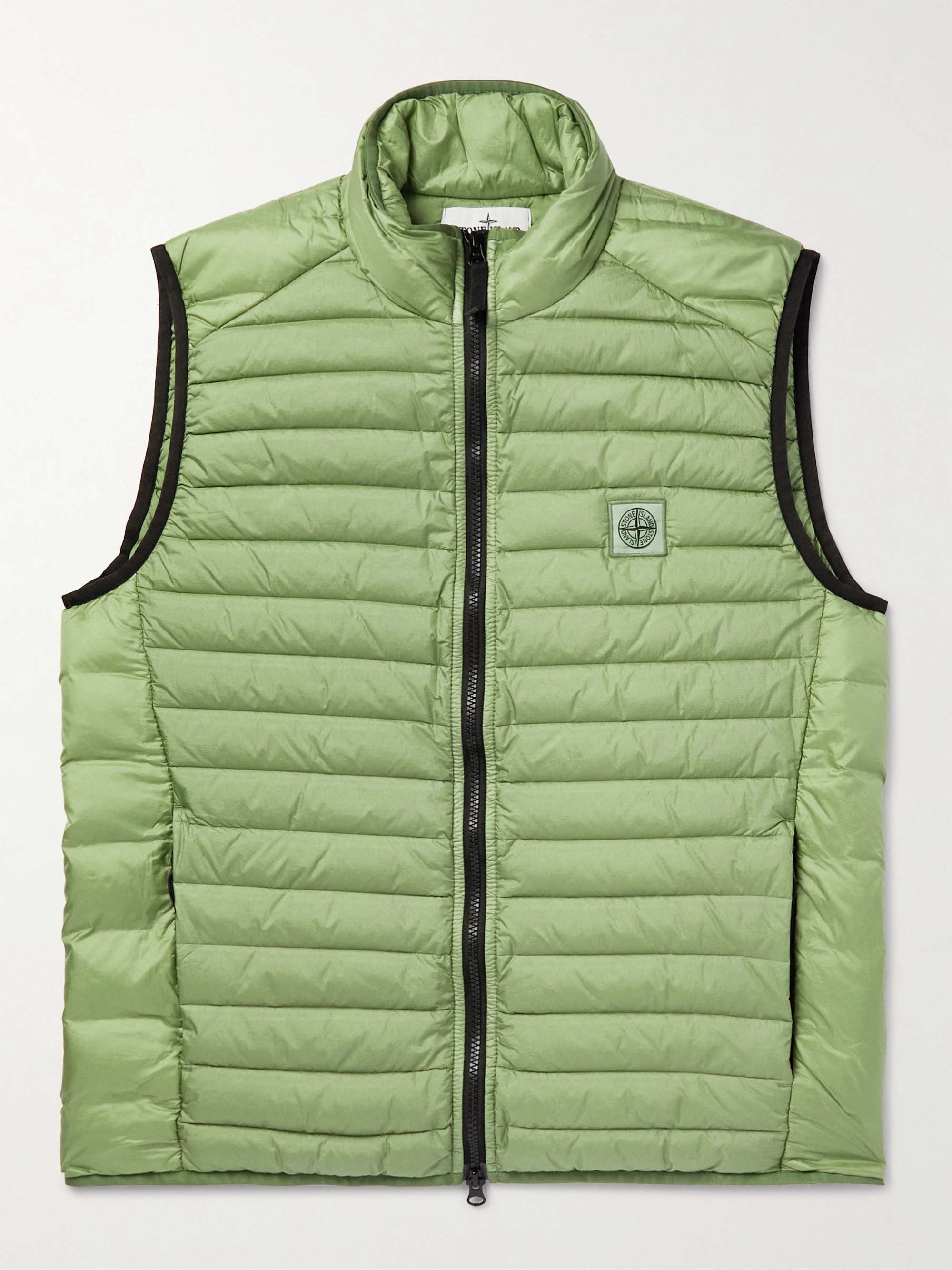 STONE ISLAND Logo-Appliquéd Garment-Dyed Quilted Shell Down Gilet for Men