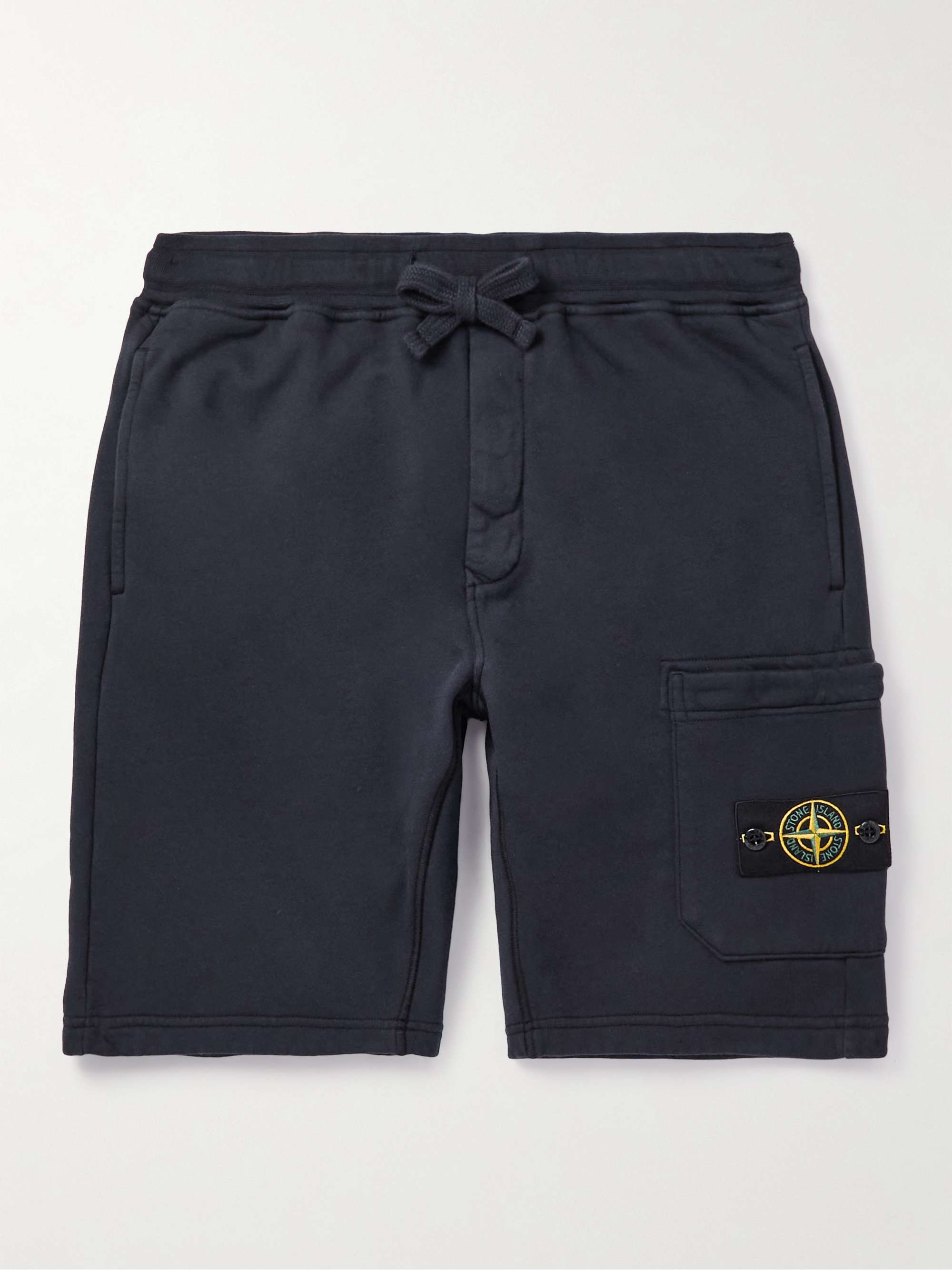 STONE ISLAND Straight-Leg Garment-Dyed Cotton-Jersey Drawstring Shorts | MR  PORTER