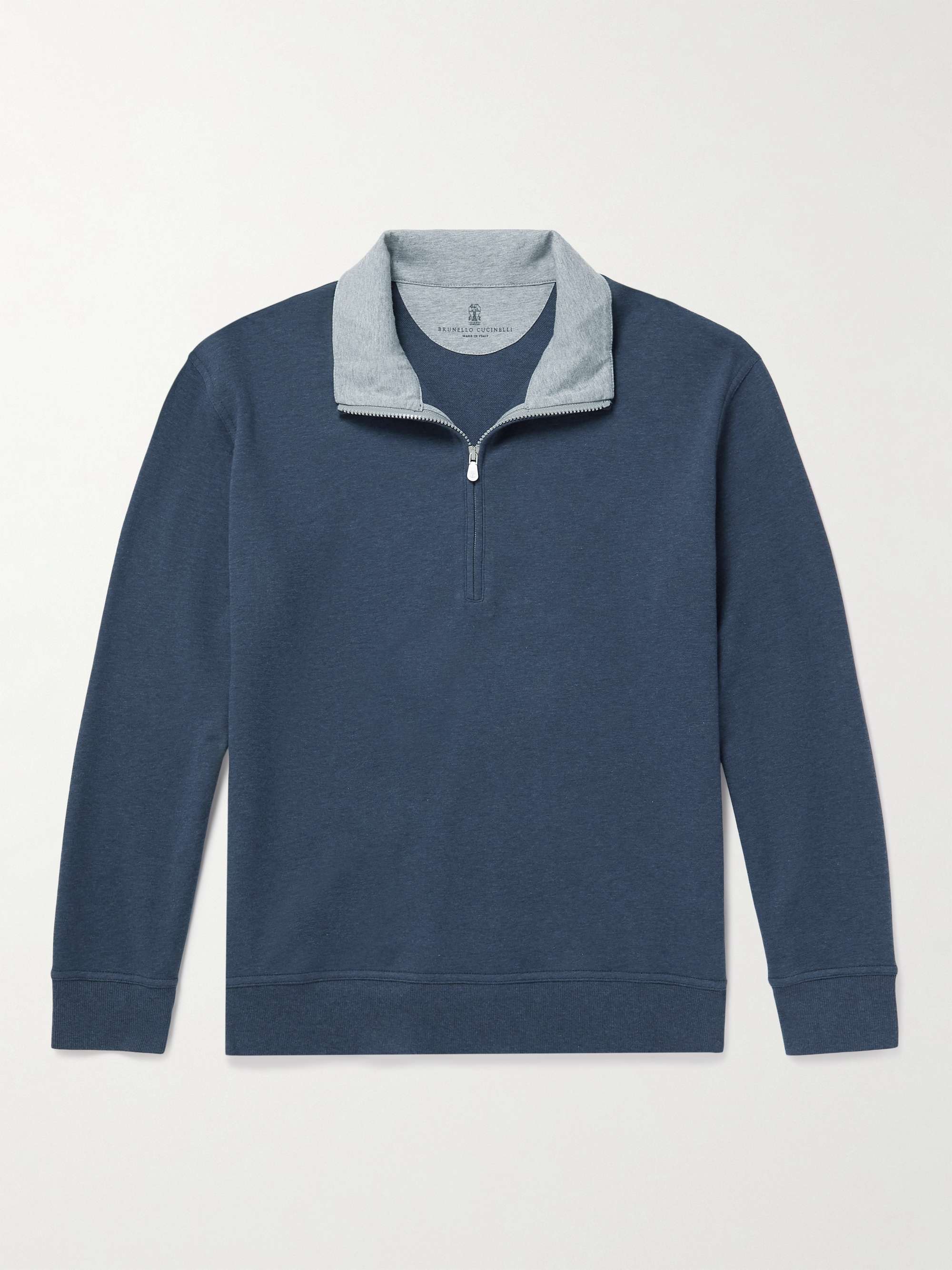 BRUNELLO CUCINELLI Cotton-Blend Jersey Half-Zip Sweatshirt for Men | MR  PORTER