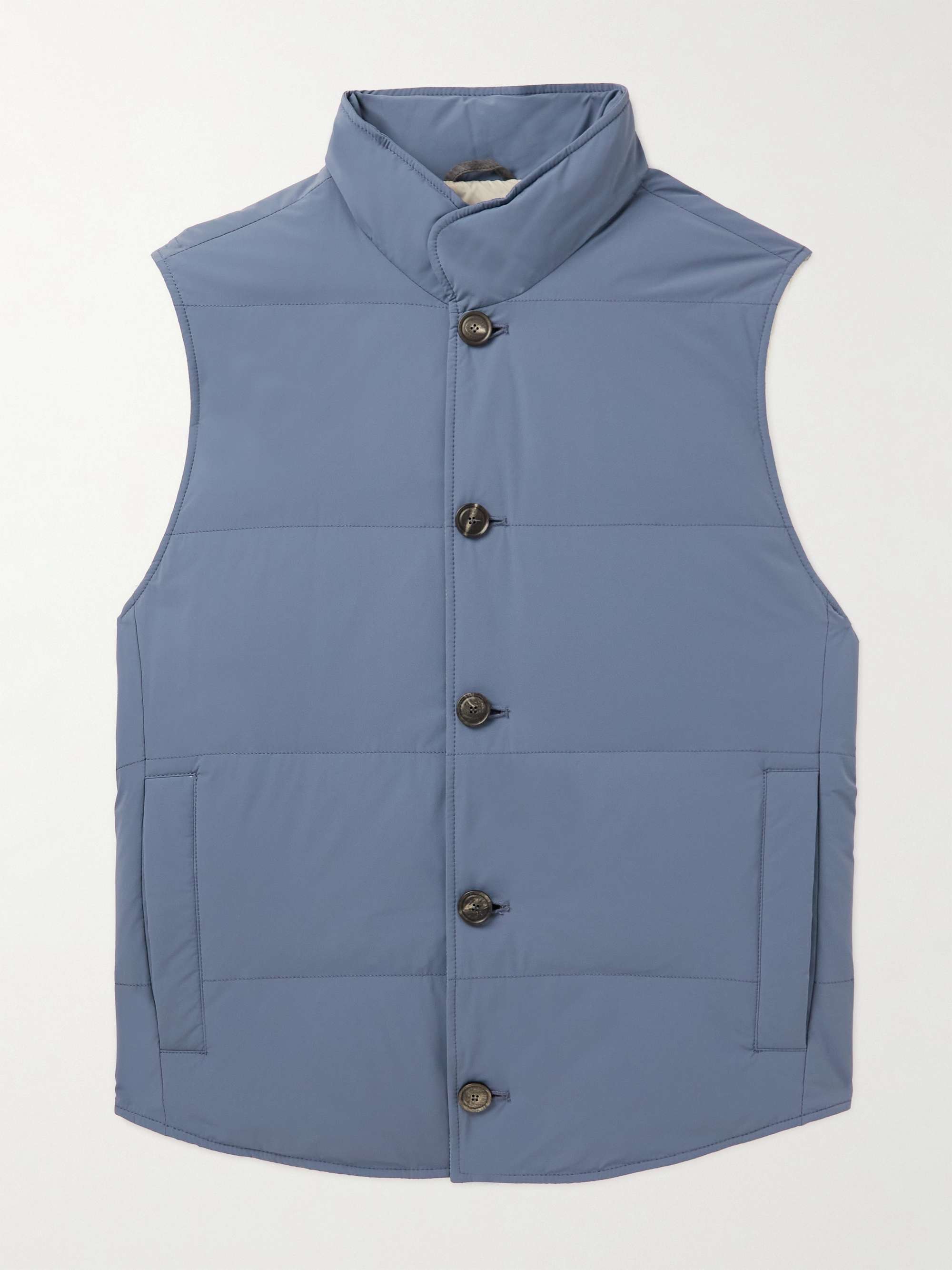 Blue Quilted Stretch-Shell Down Gilet | BRUNELLO CUCINELLI | MR PORTER