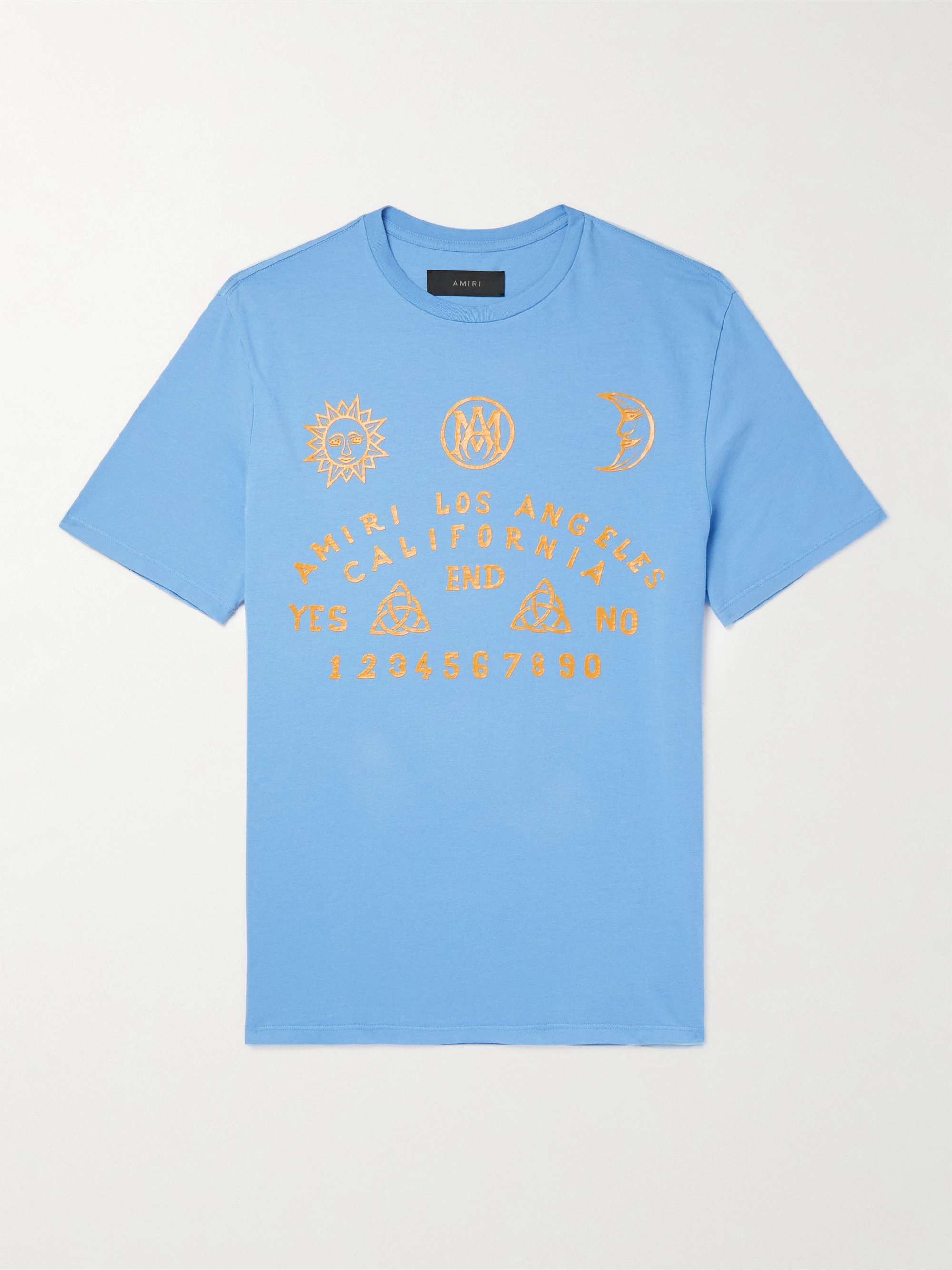 Light blue Logo-Print Cotton-Jersey T-Shirt | AMIRI | MR PORTER