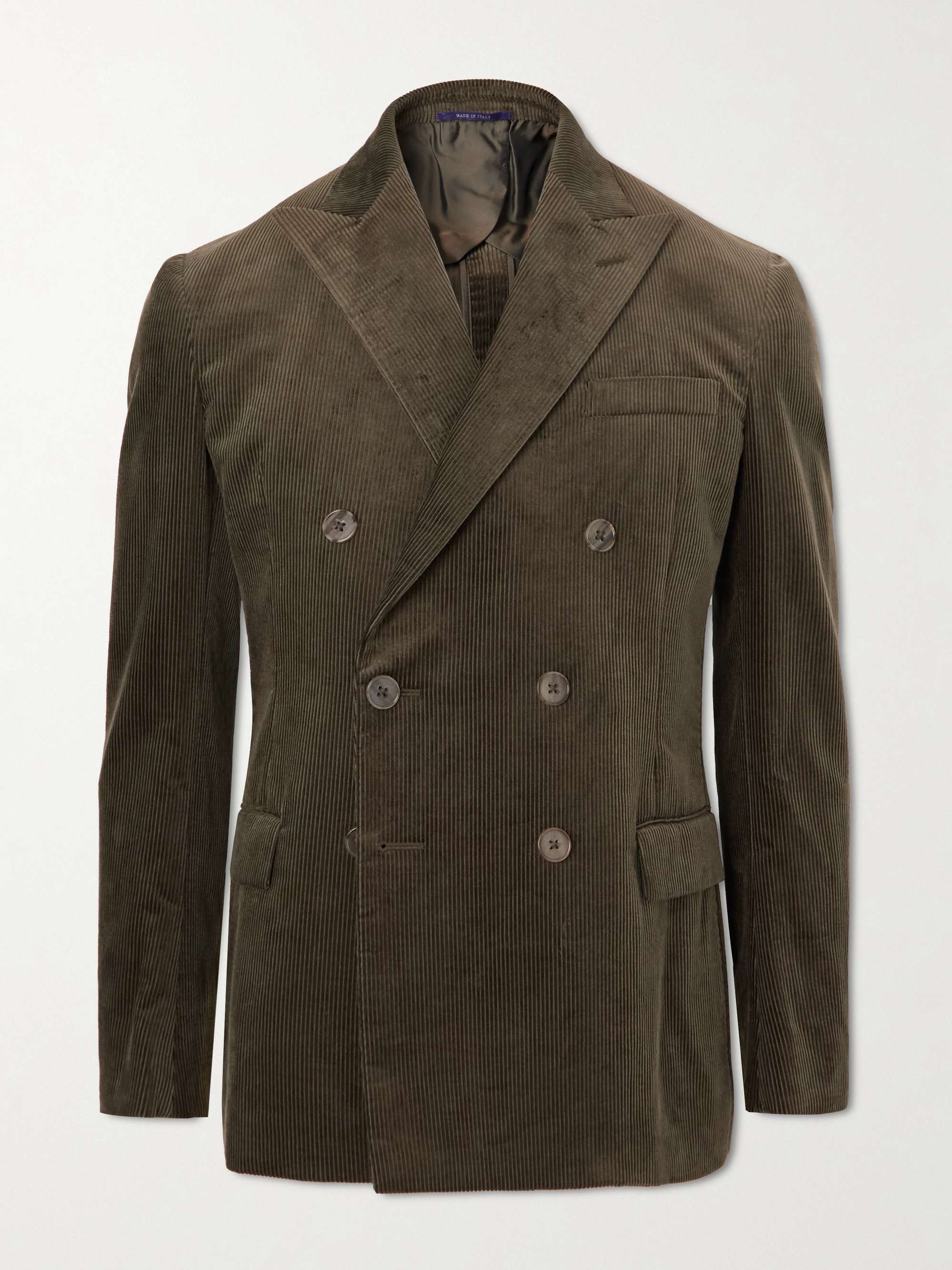 RALPH LAUREN PURPLE LABEL Kent Slim-Fit Double-Breasted Cotton-Corduroy  Suit Jacket for Men | MR PORTER