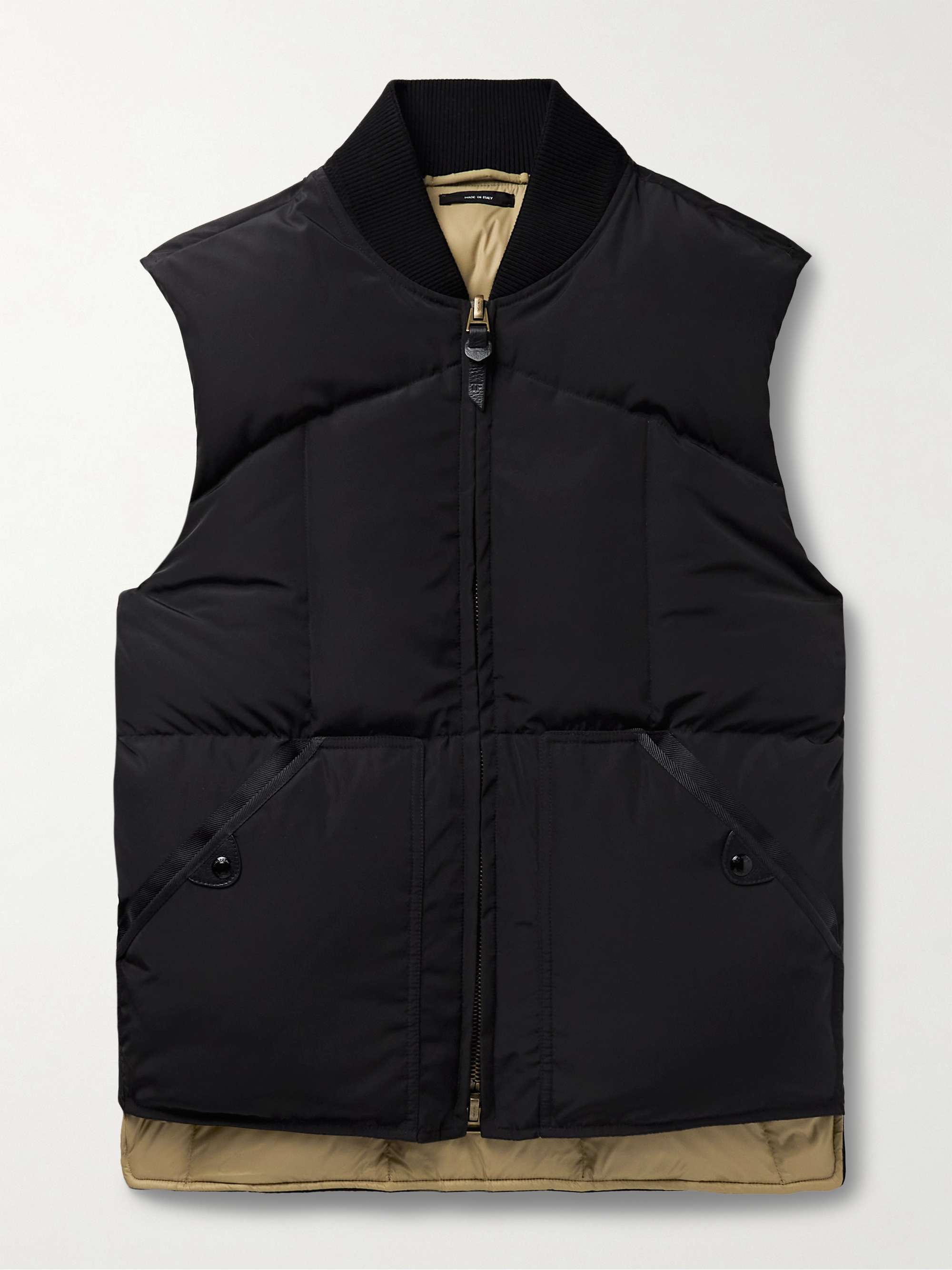 TOM FORD Leather-Trimmed Quilted Shell Down Gilet | MR PORTER
