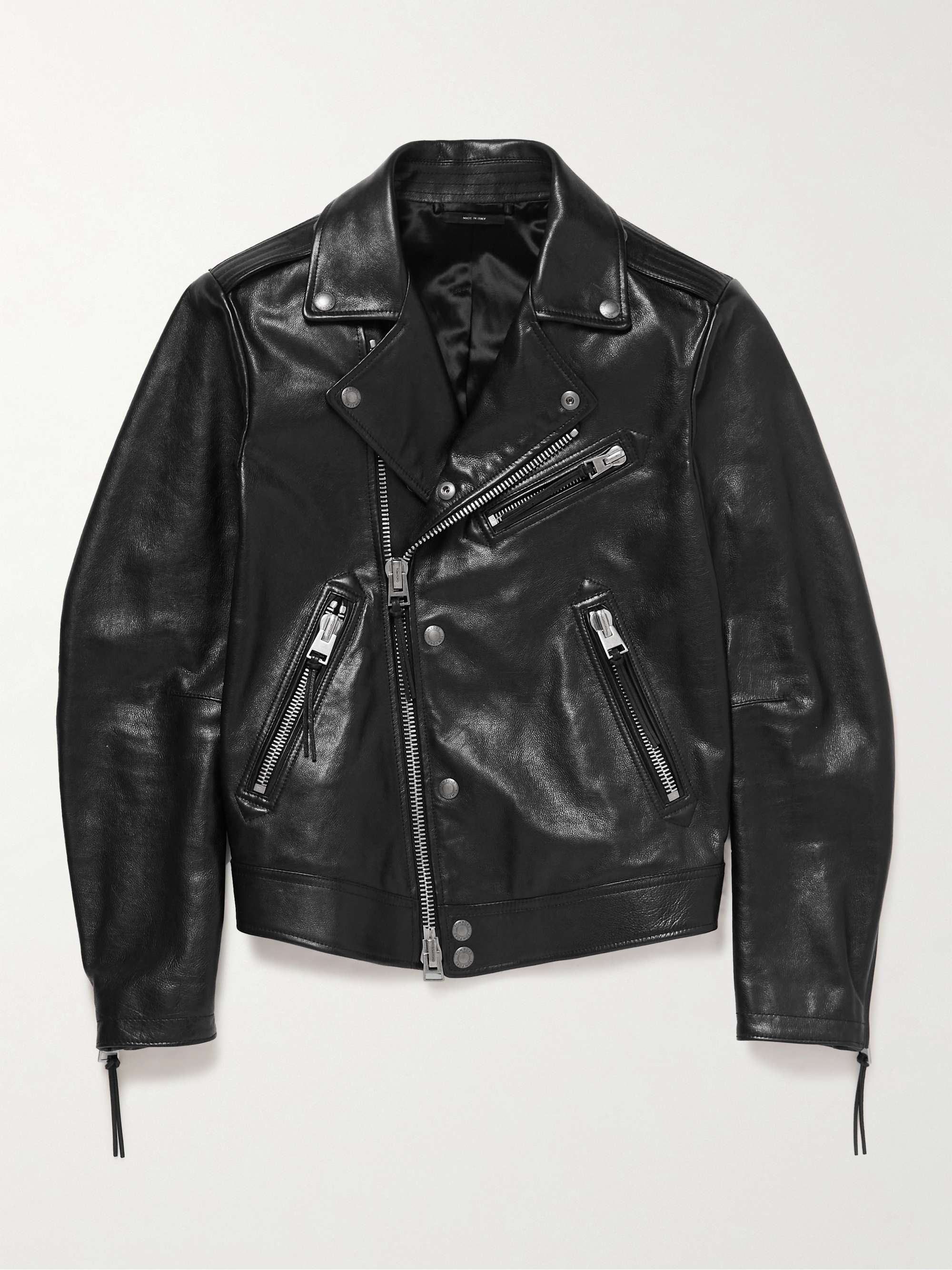TOM FORD Slim-Fit Full-Grain Leather Biker Jacket | MR