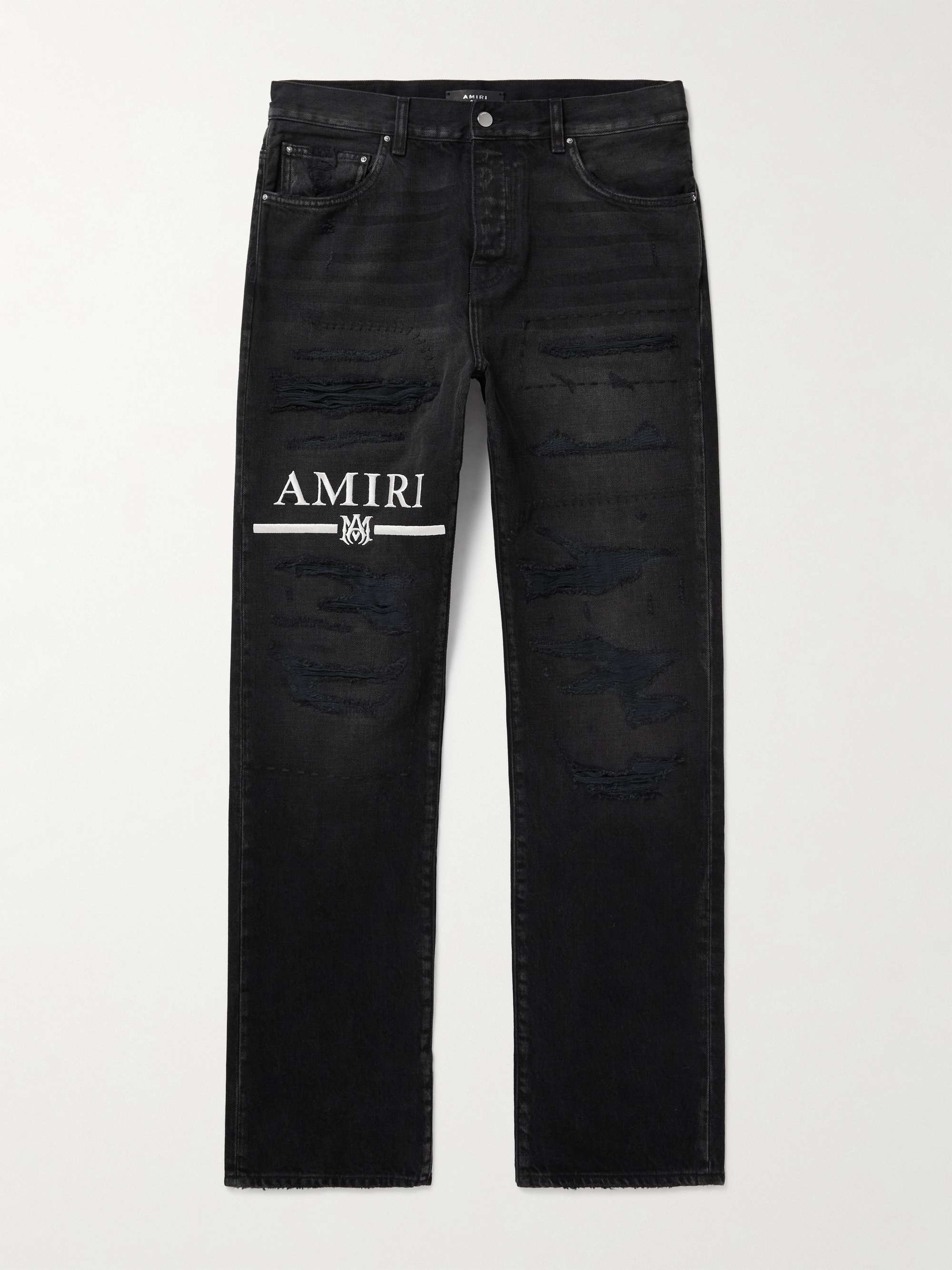 AMIRI Straight-Leg Logo-Appliquéd Distressed Jeans | MR PORTER