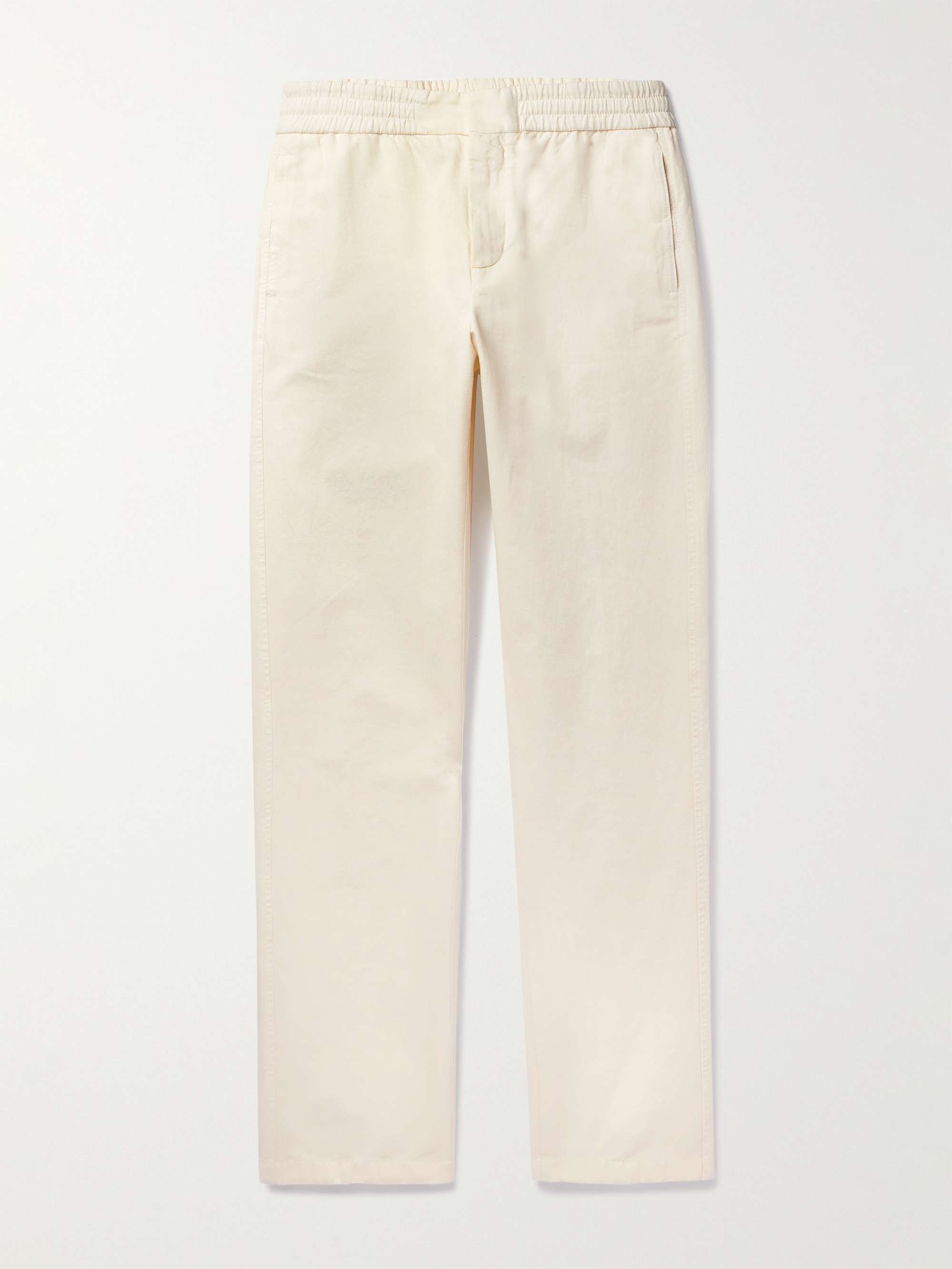LORO PIANA Straight-Leg Pleated Cotton and Linen-Blend Trousers | MR PORTER