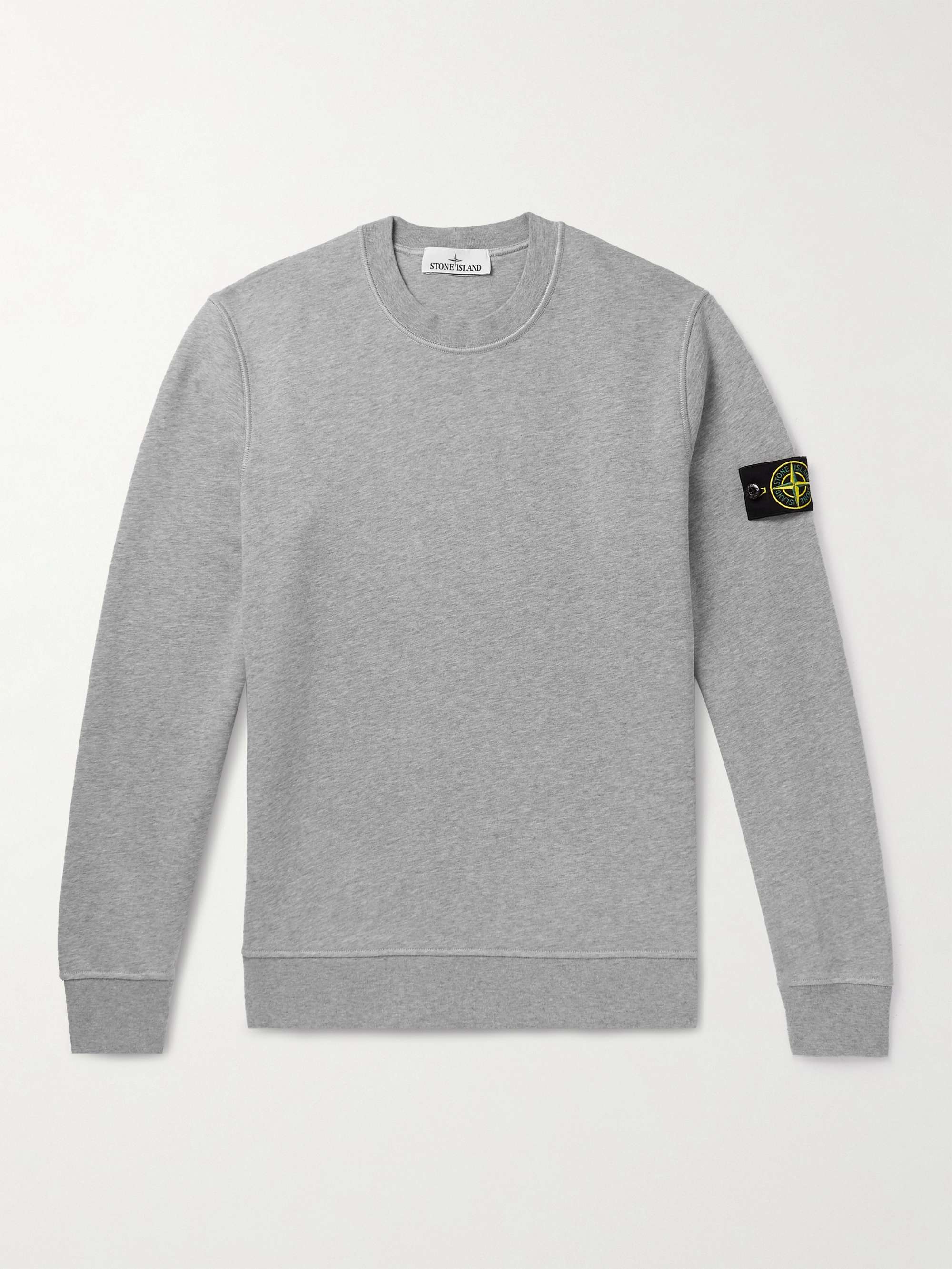 STONE ISLAND Logo-Appliquéd Garment-Dyed Cotton-Jersey Sweatshirt | MR  PORTER