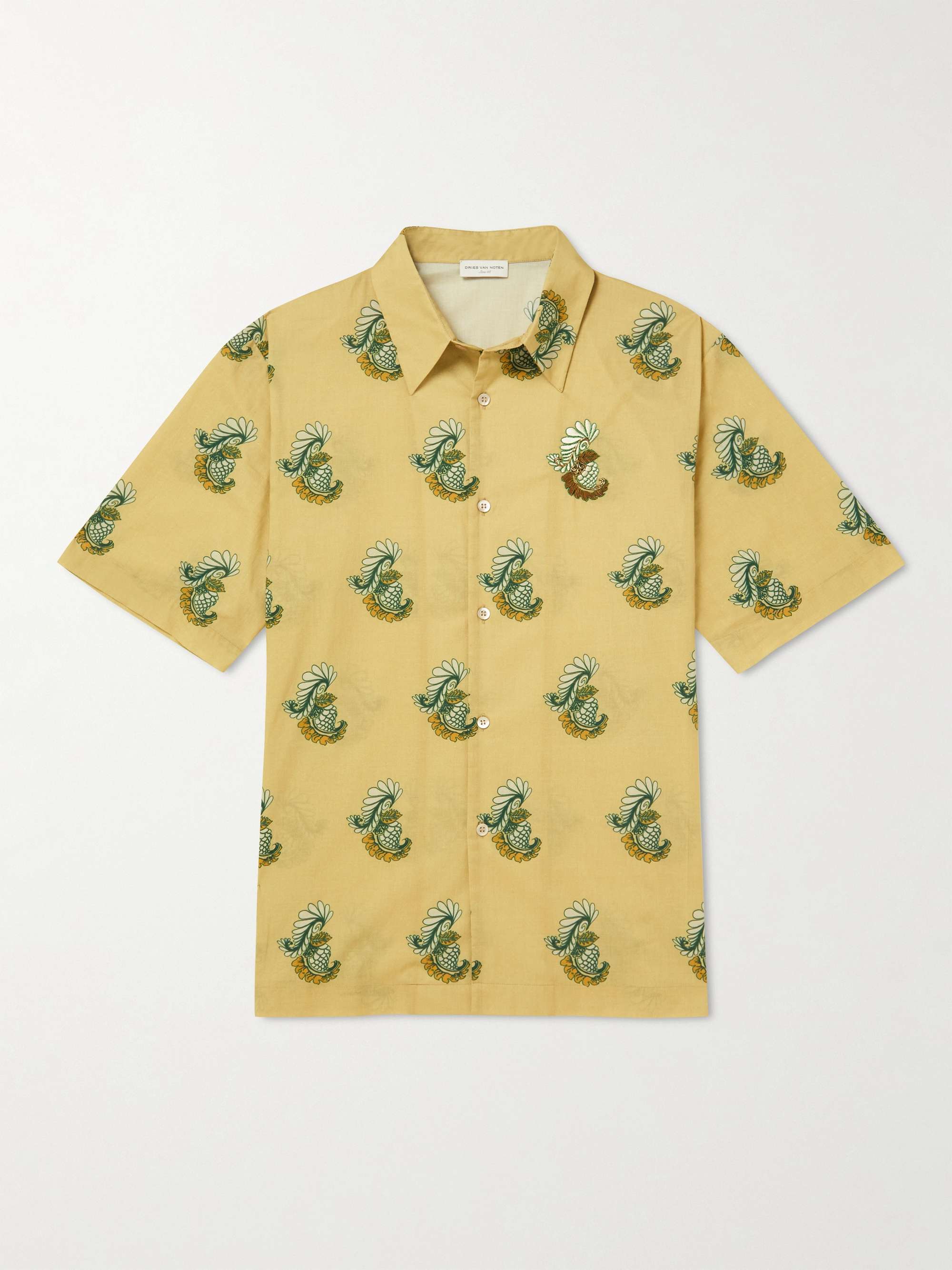 DRIES VAN NOTEN Printed Embroidered Cotton-Voile Shirt for Men ...