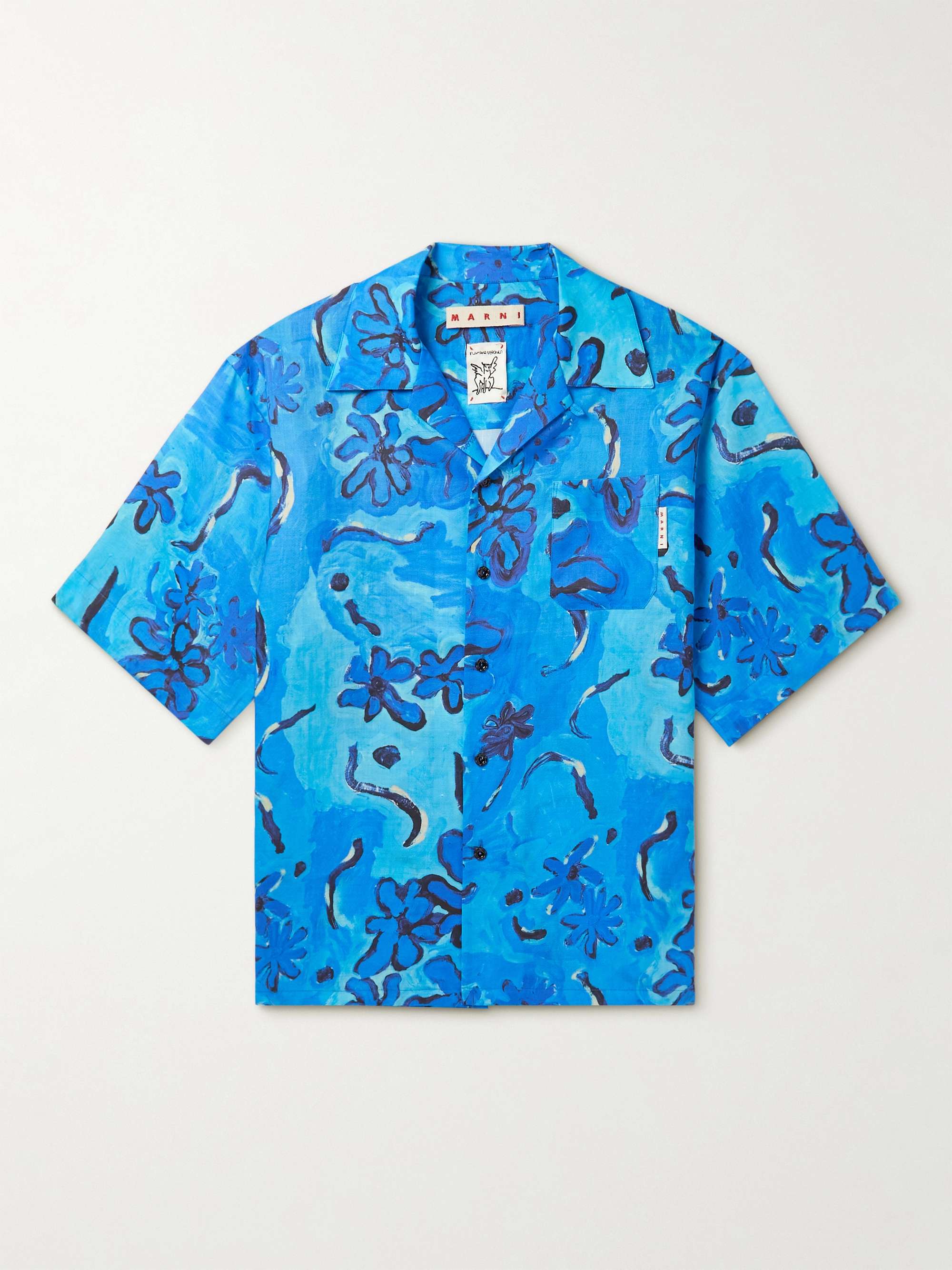 MARNI Camp-Collar Printed Ramie Shirt for Men | MR PORTER