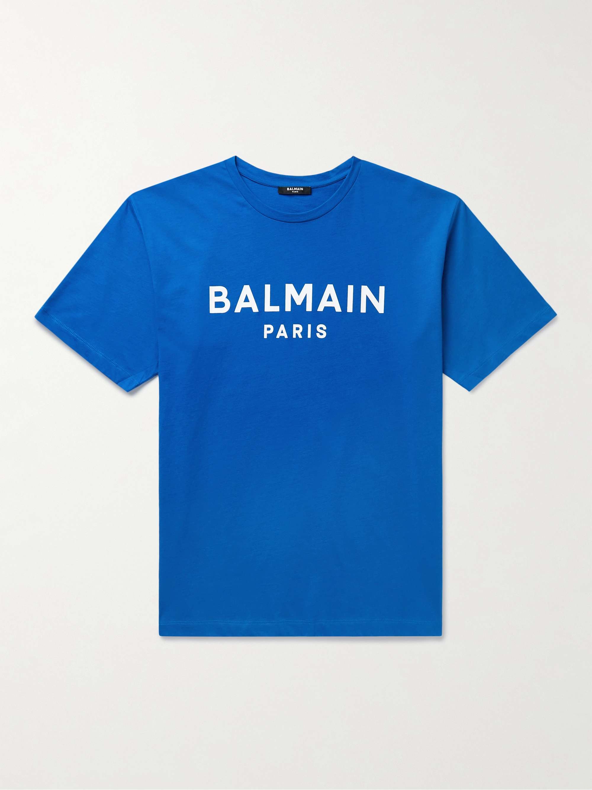 Bright blue Logo-Print Cotton-Jersey T-Shirt | BALMAIN | MR PORTER