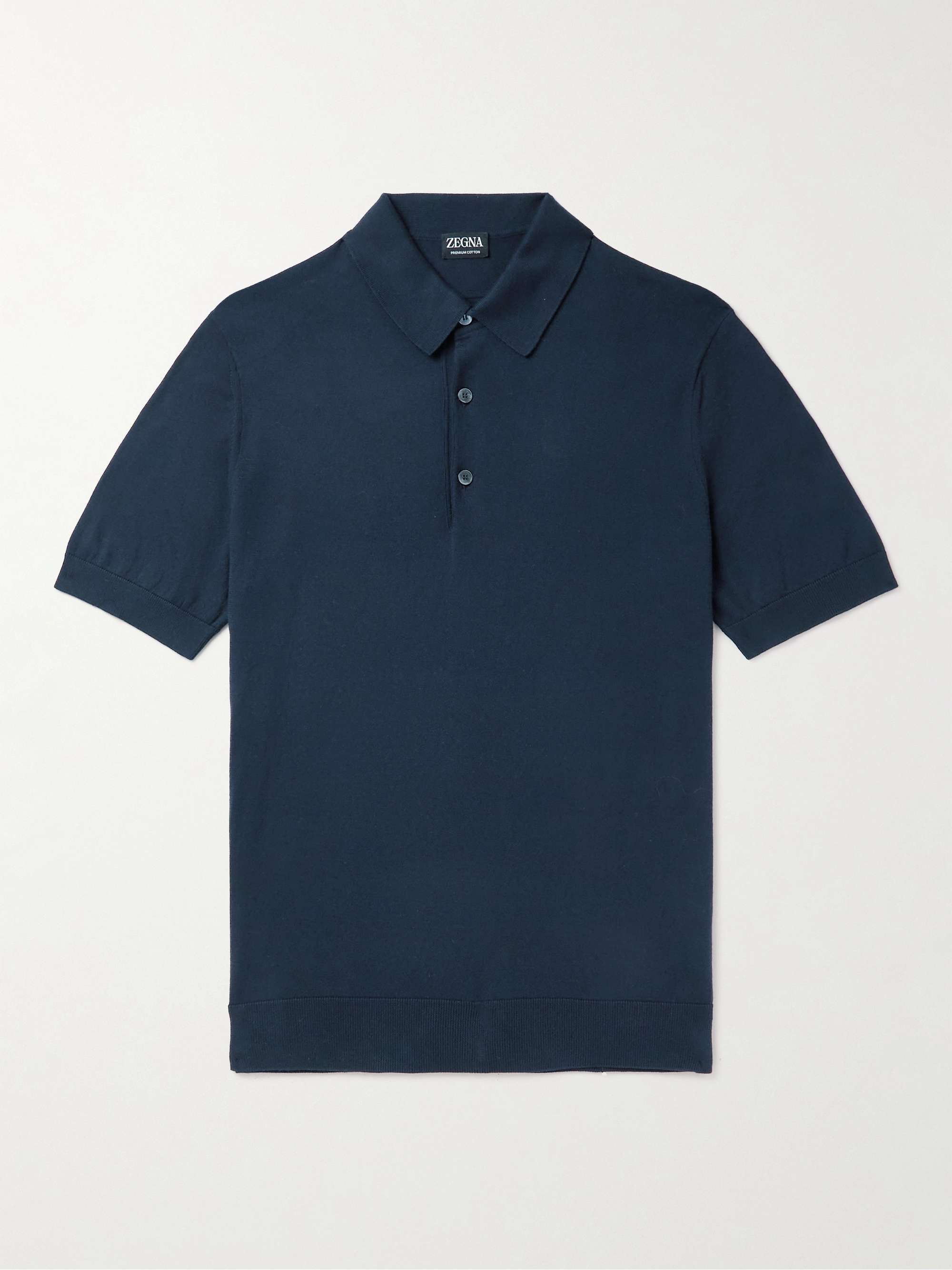 Navy Cotton Polo Shirt | ZEGNA | MR PORTER