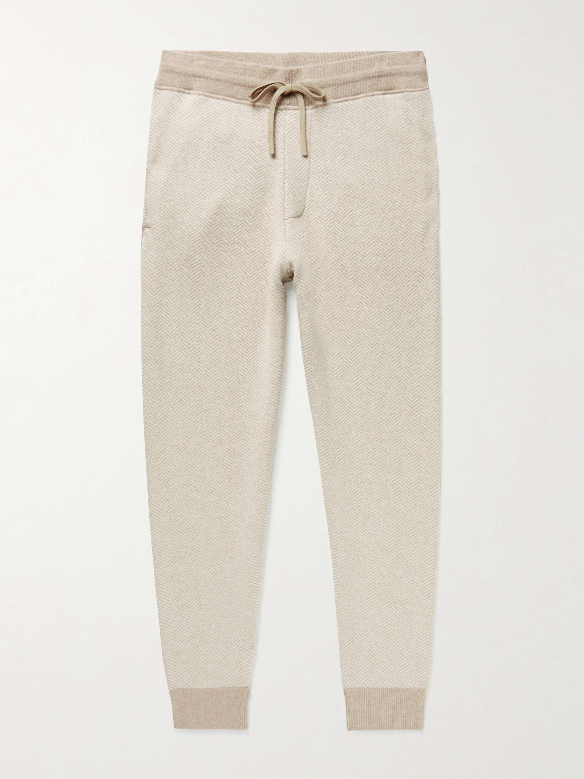 THEORY Alcos Tapered Herringbone Wool-Blend Sweatpants for Men | MR PORTER