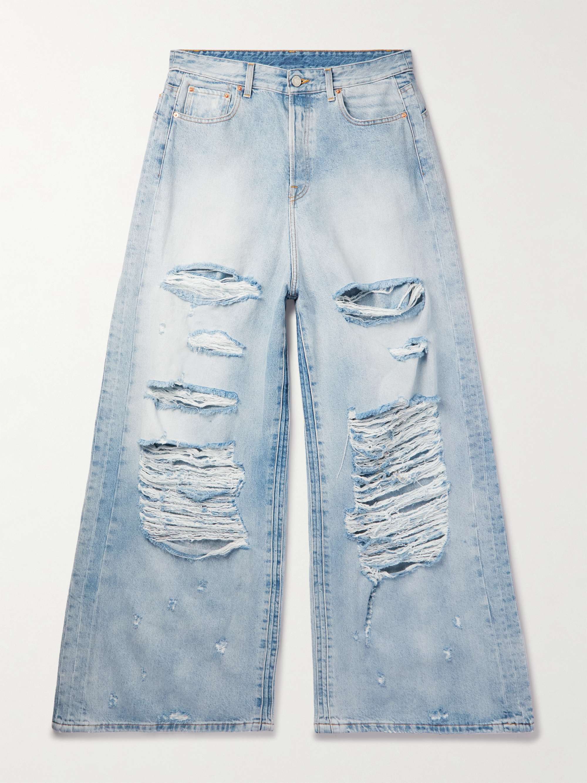 Light blue Wide-Leg Distressed Jeans | VETEMENTS | MR PORTER