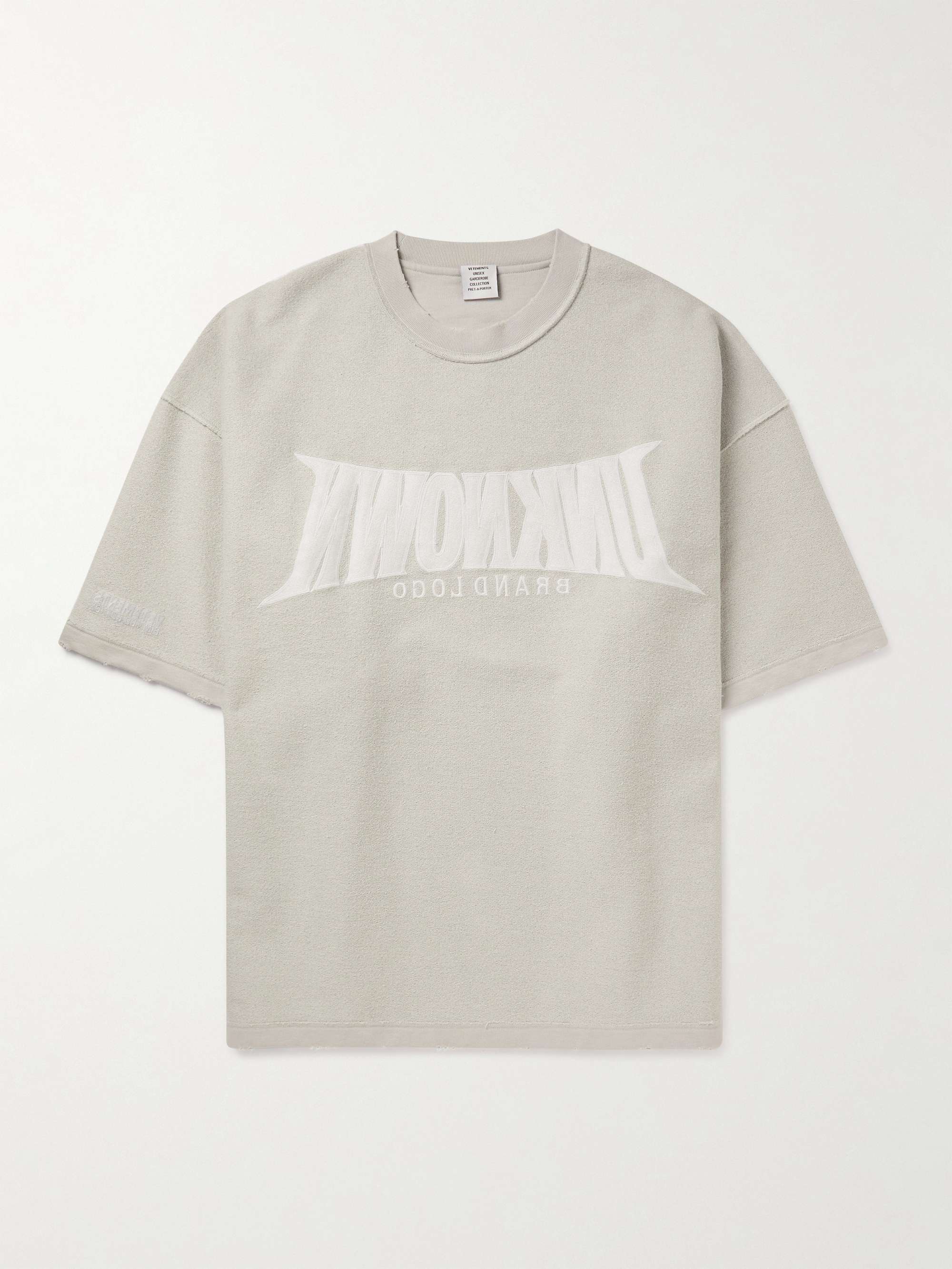 White Oversized Embroidered Cotton-Blend Jersey T-Shirt | VETEMENTS | MR  PORTER
