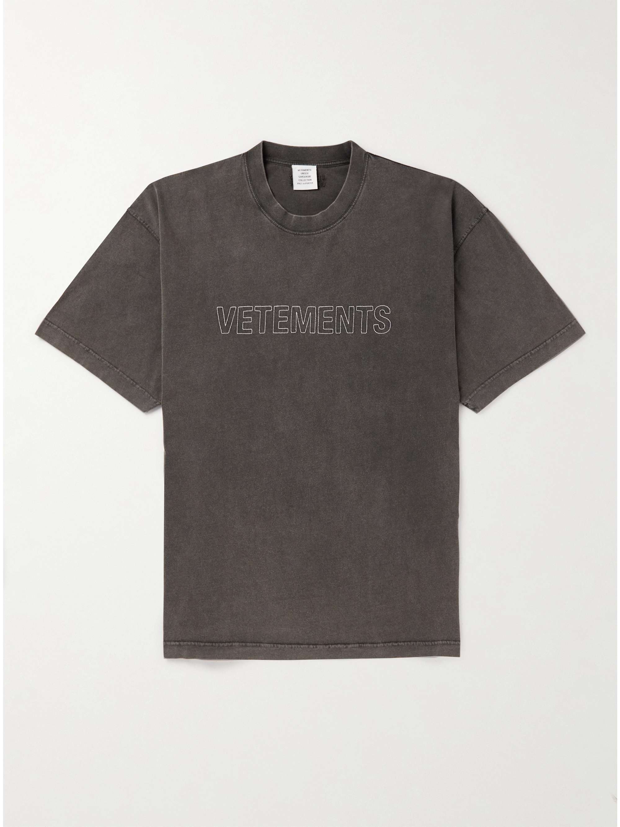VETEMENTS Oversized Logo-Embroidered Cotton-Jersey T-Shirt for Men | MR  PORTER