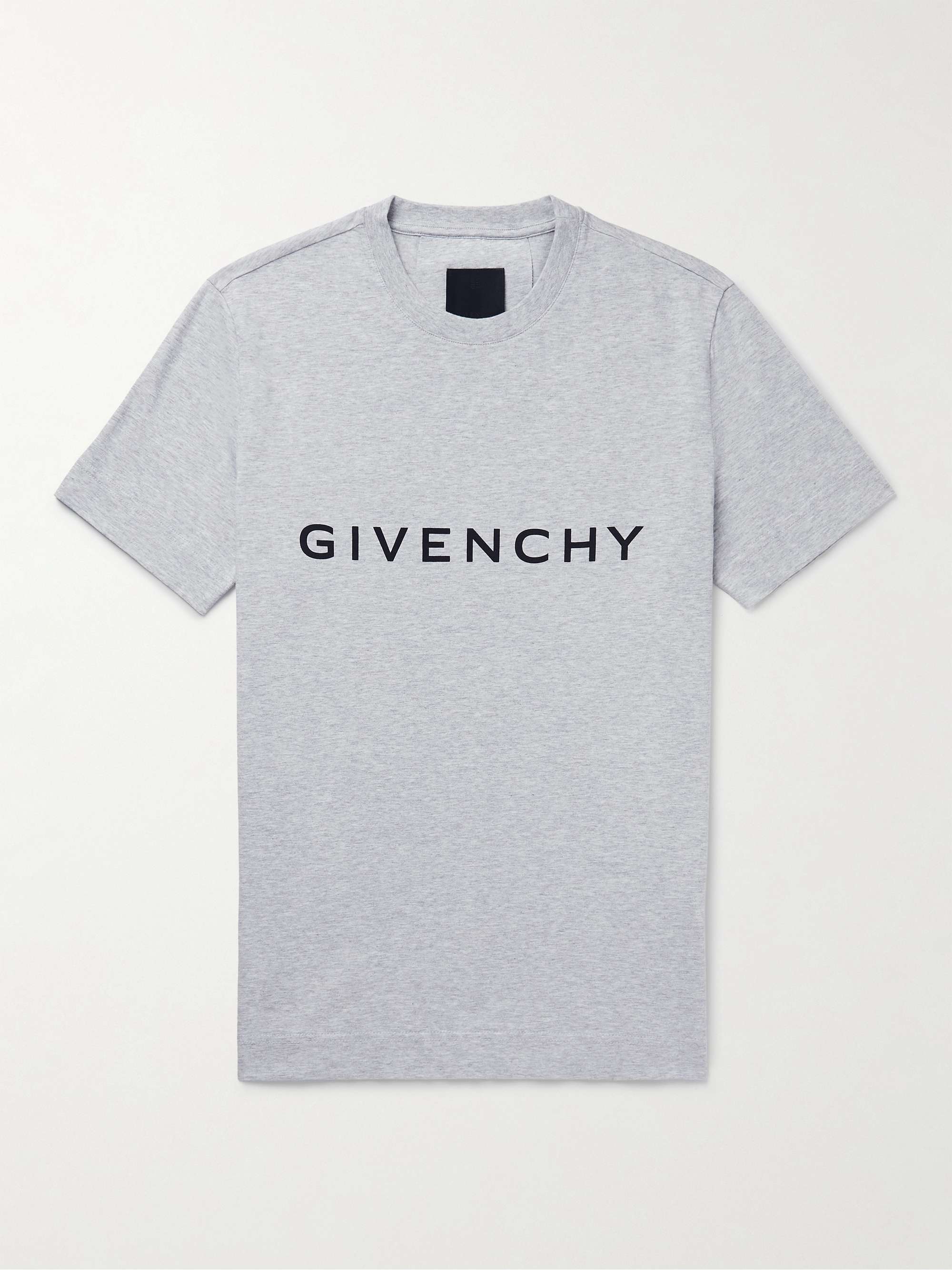 Gray Logo-Print Cotton-Jersey T-Shirt | GIVENCHY | MR PORTER