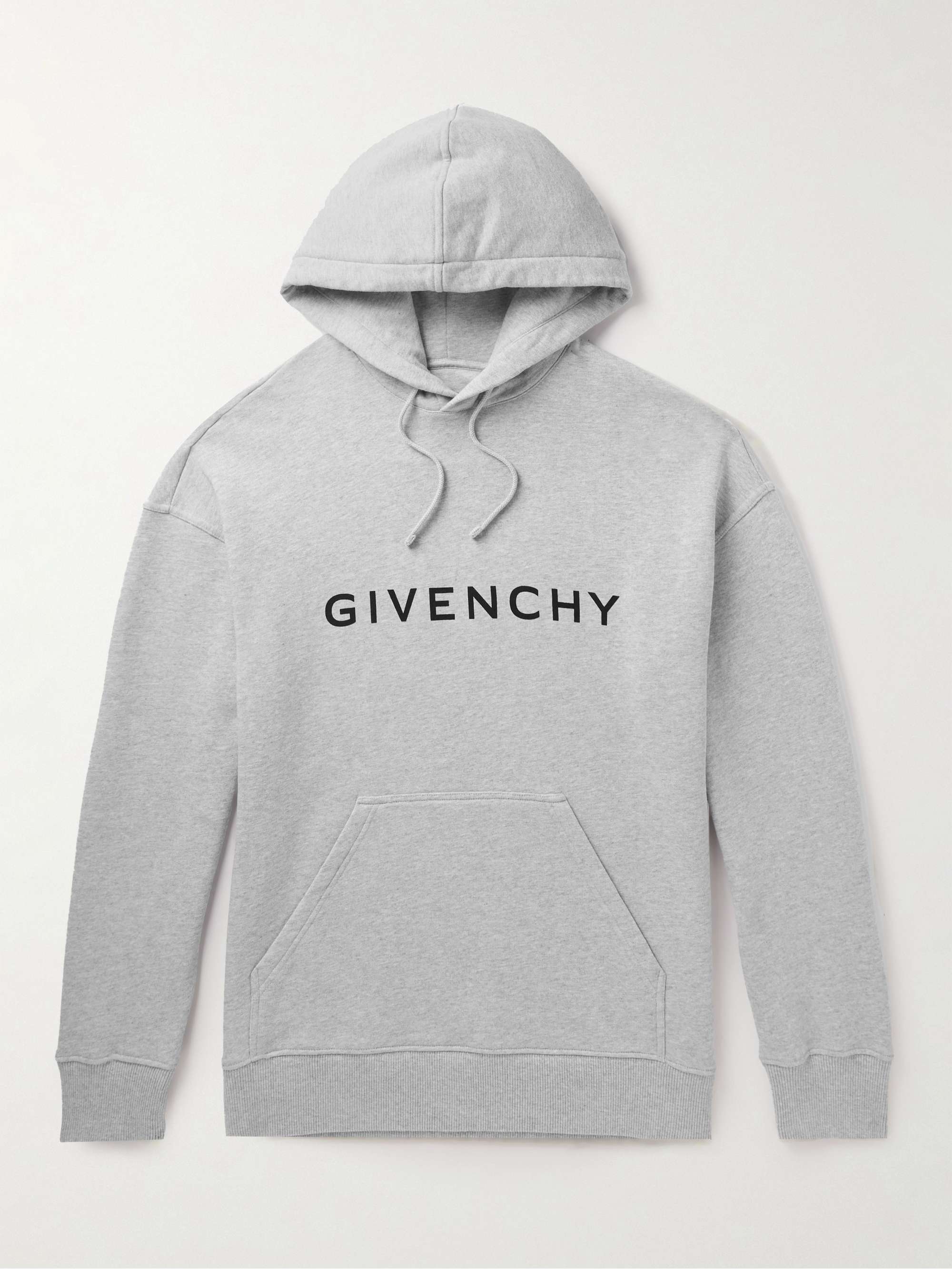 Givenchy Men's Logo Embroidered Cotton Hoodie - Gray - Hoodies