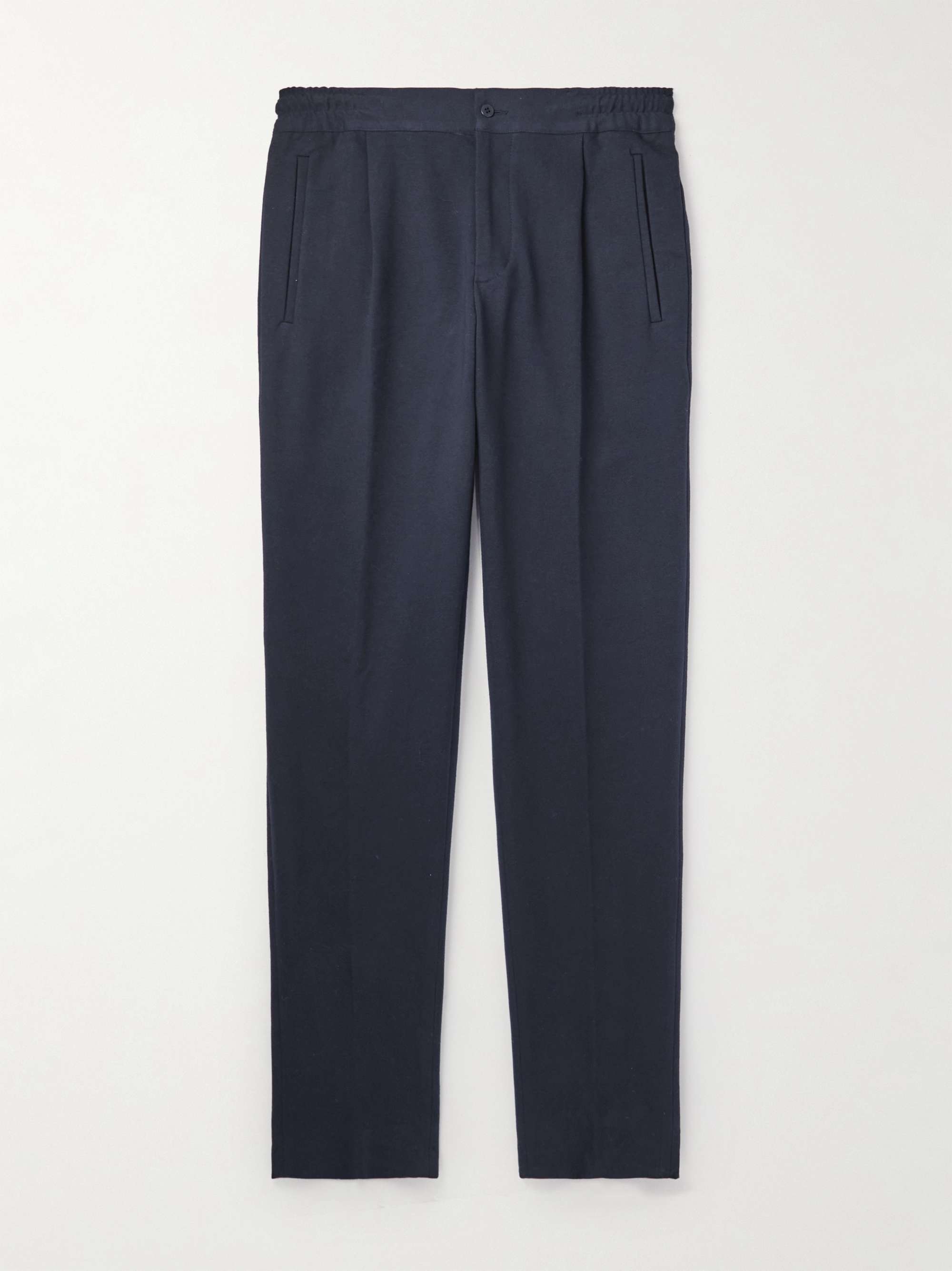 KITON Straight-Leg Pleated Cotton-Blend Jersey Trousers for Men | MR PORTER