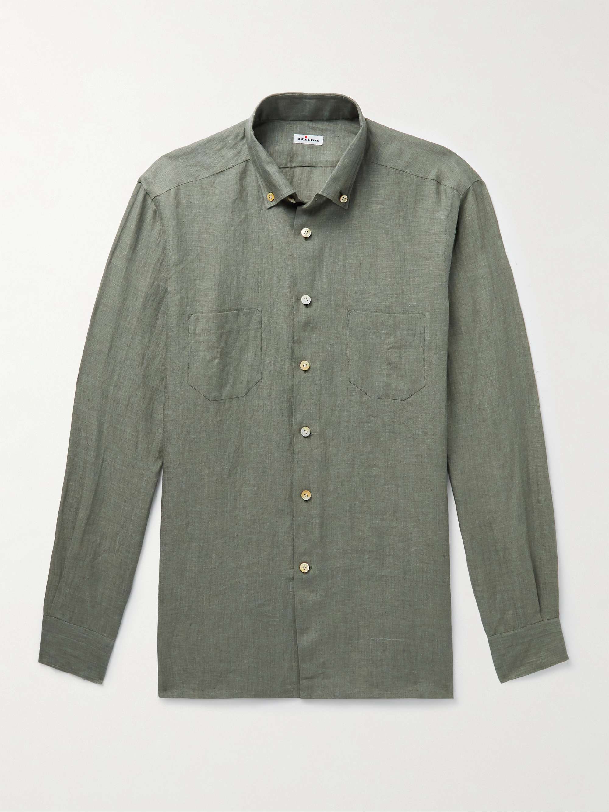 KITON Button-Down Collar Linen Shirt for Men | MR PORTER