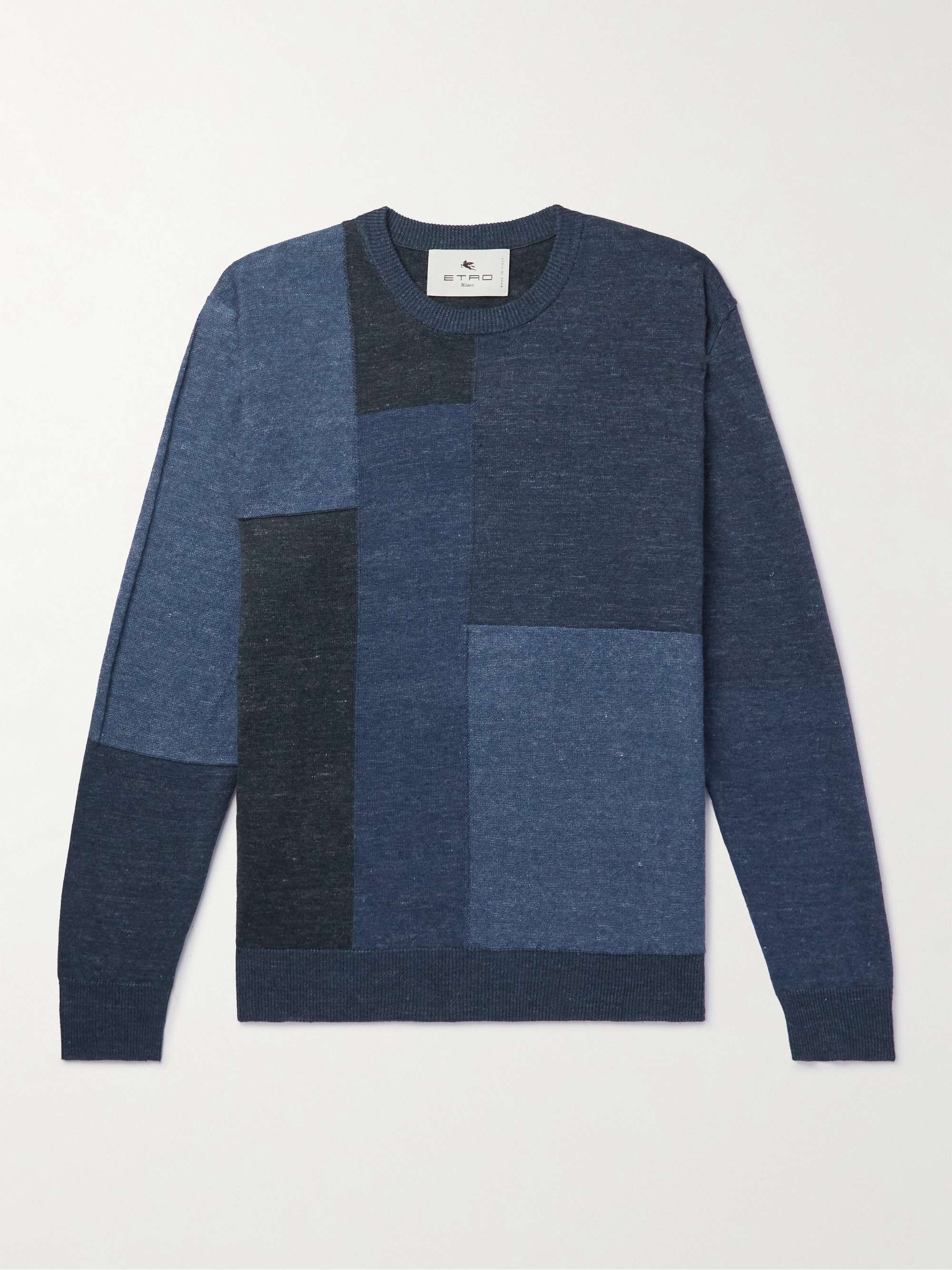 ETRO Patchwork Linen and Cotton-Blend Sweater | MR PORTER