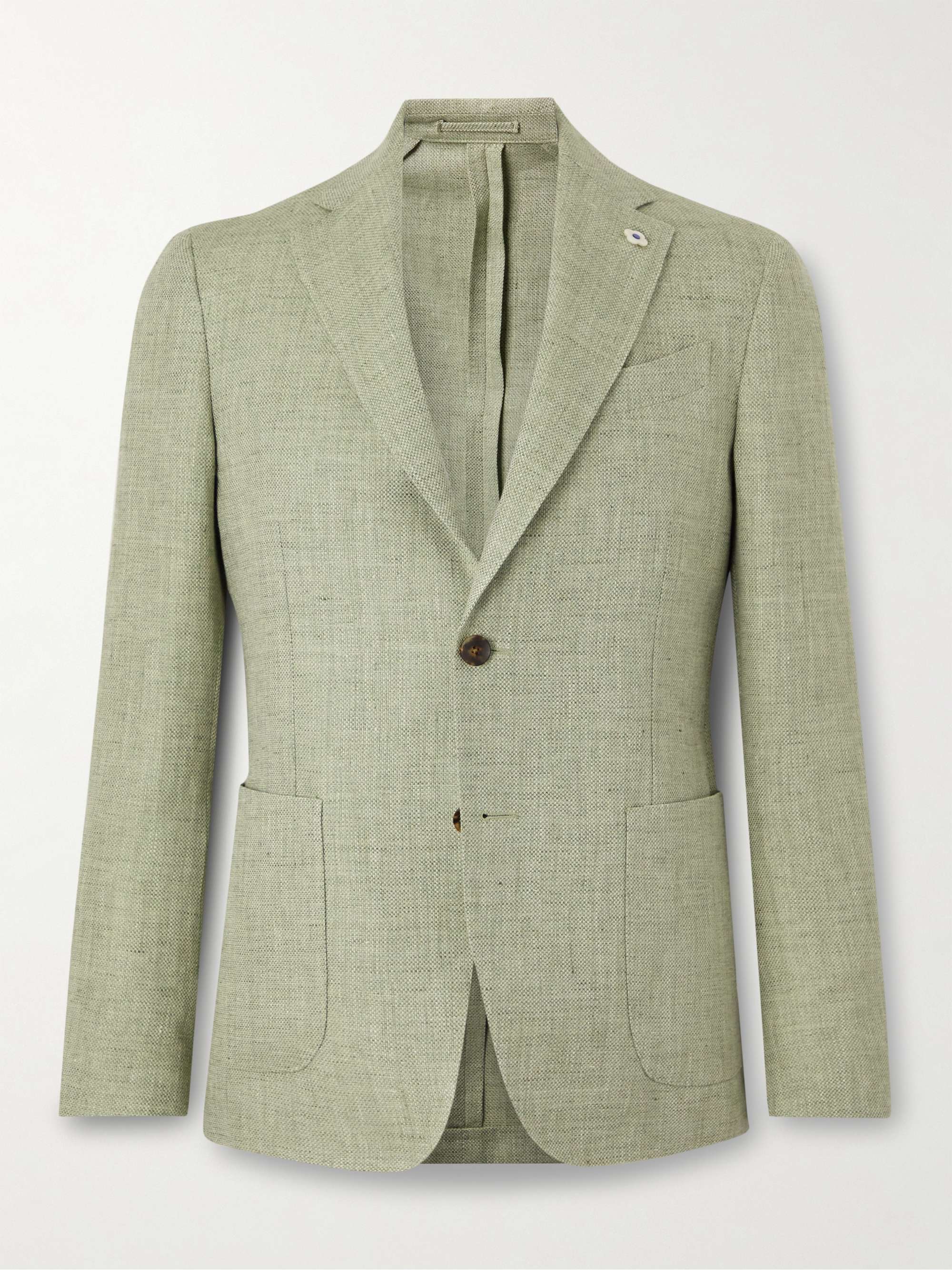 LARDINI Linen and Wool-Blend Hopsack Blazer | MR PORTER
