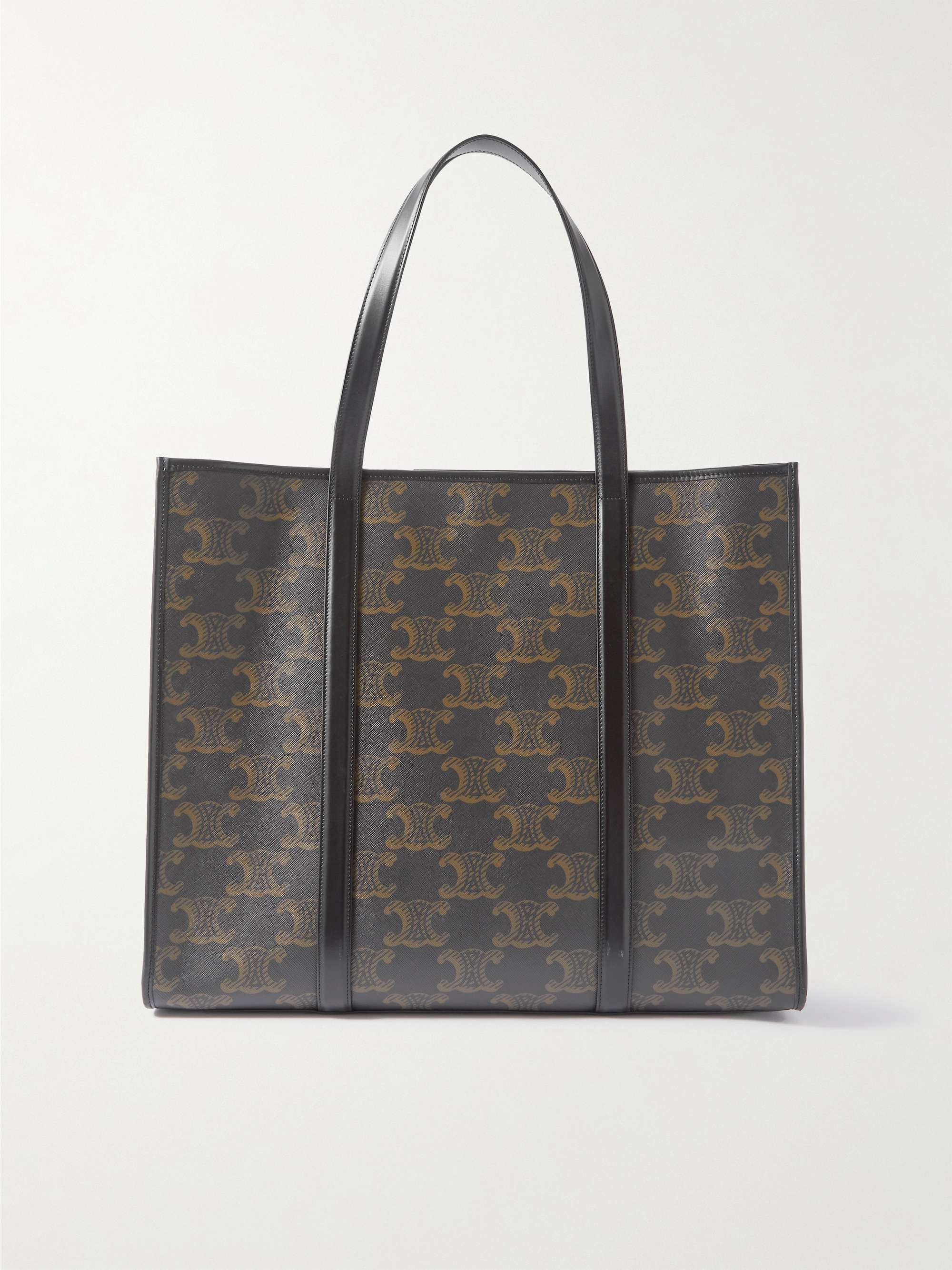 CELINE HOMME Triomphe XL Leather-Trimmed Logo-Print Coated-Canvas Tote Bag  | MR PORTER