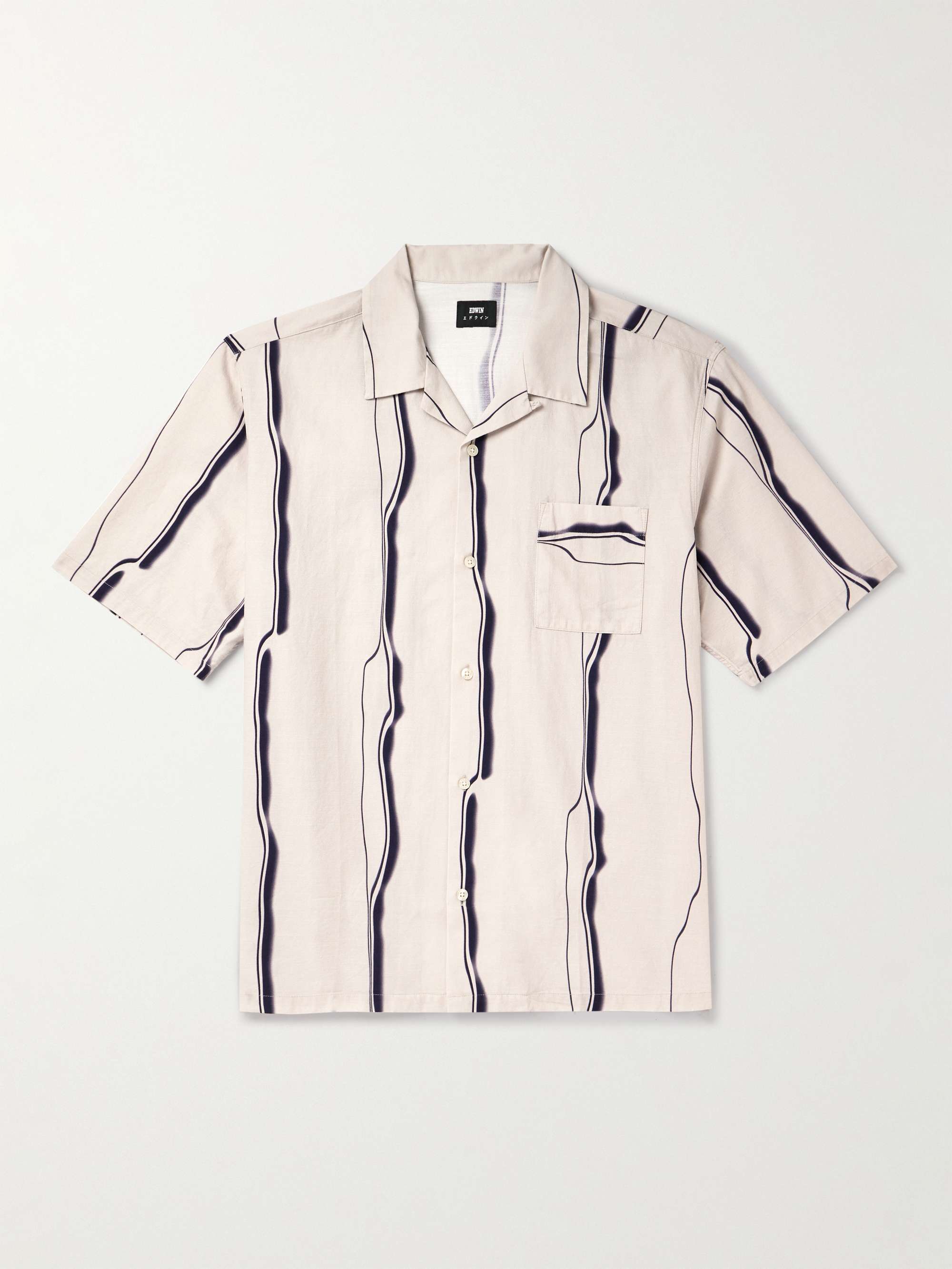 EDWIN Convertible-Collar Striped Cotton-Crepe Shirt for Men | MR PORTER