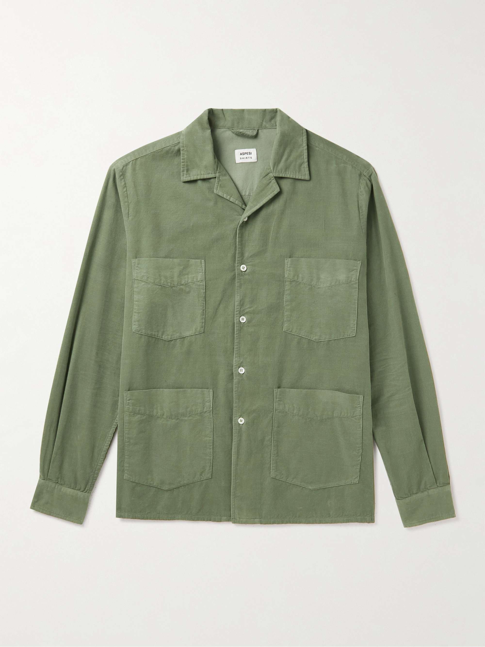 ASPESI Camp-Collar Garment-Dyed Cotton-Corduroy Shirt | MR PORTER