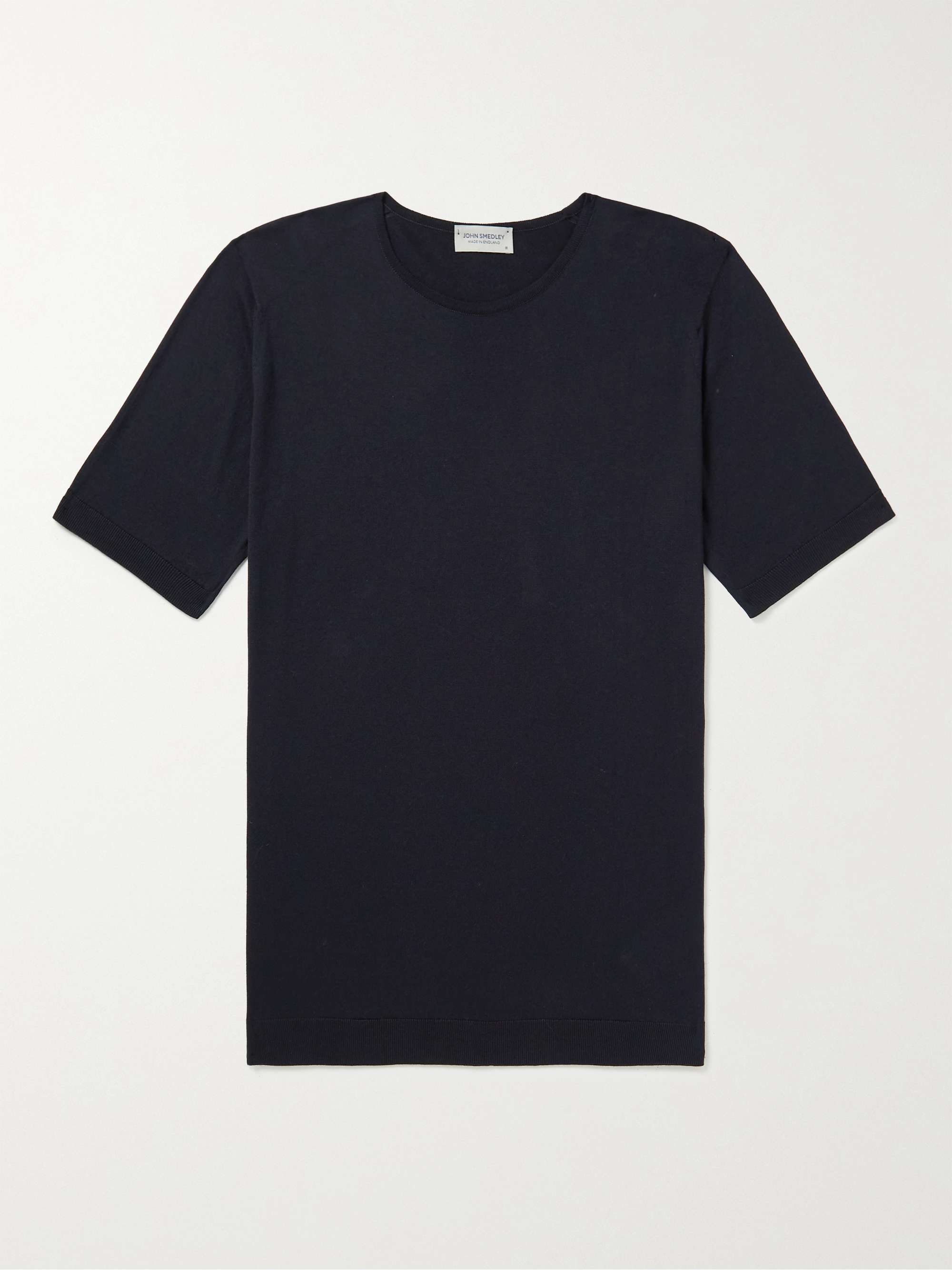 Navy Belden Slim-Fit Sea Island Cotton T-Shirt | JOHN SMEDLEY | MR PORTER
