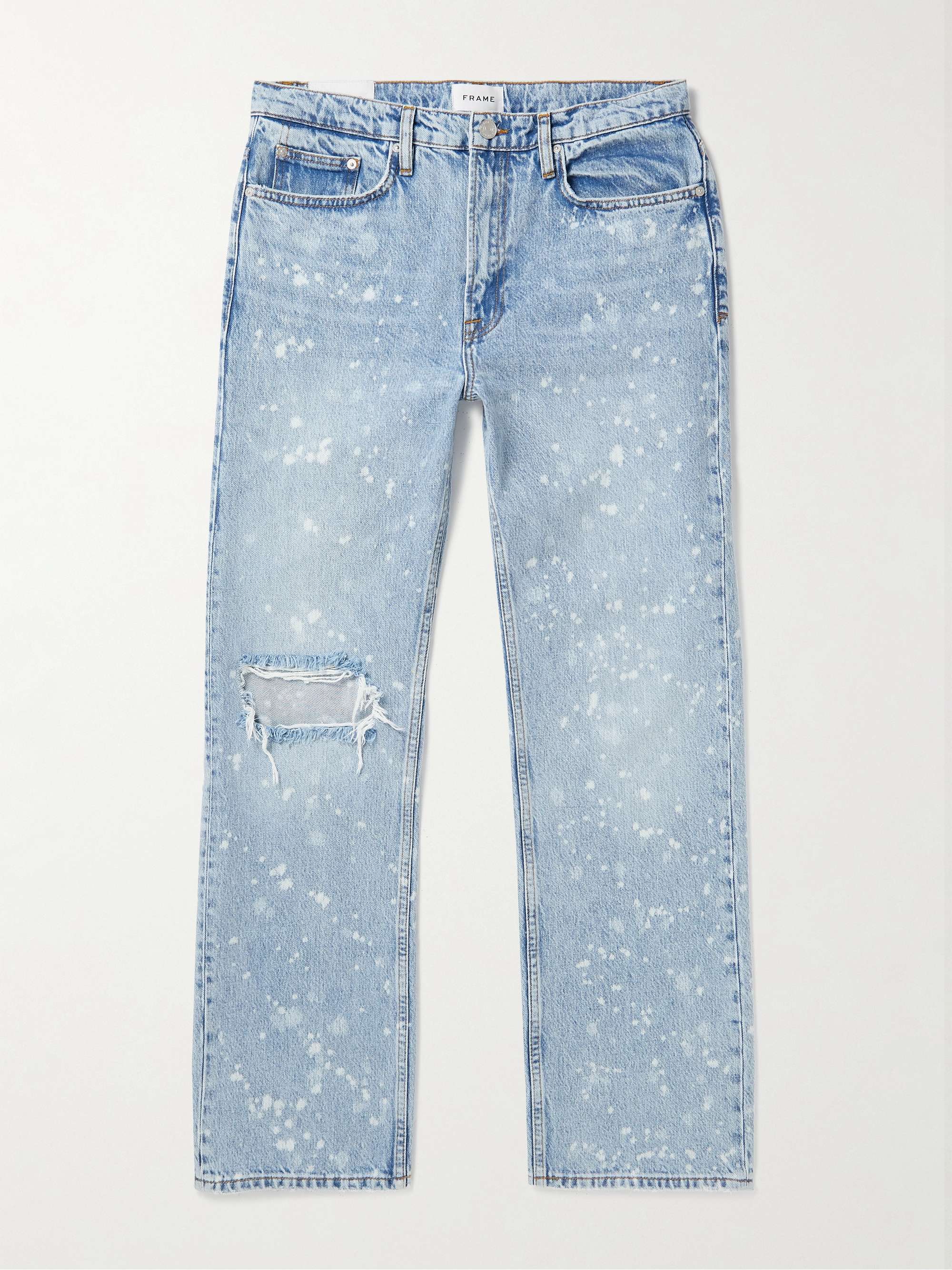 FRAME The Boxy Straight-Leg Distressed Paint-Splattered Jeans | MR PORTER