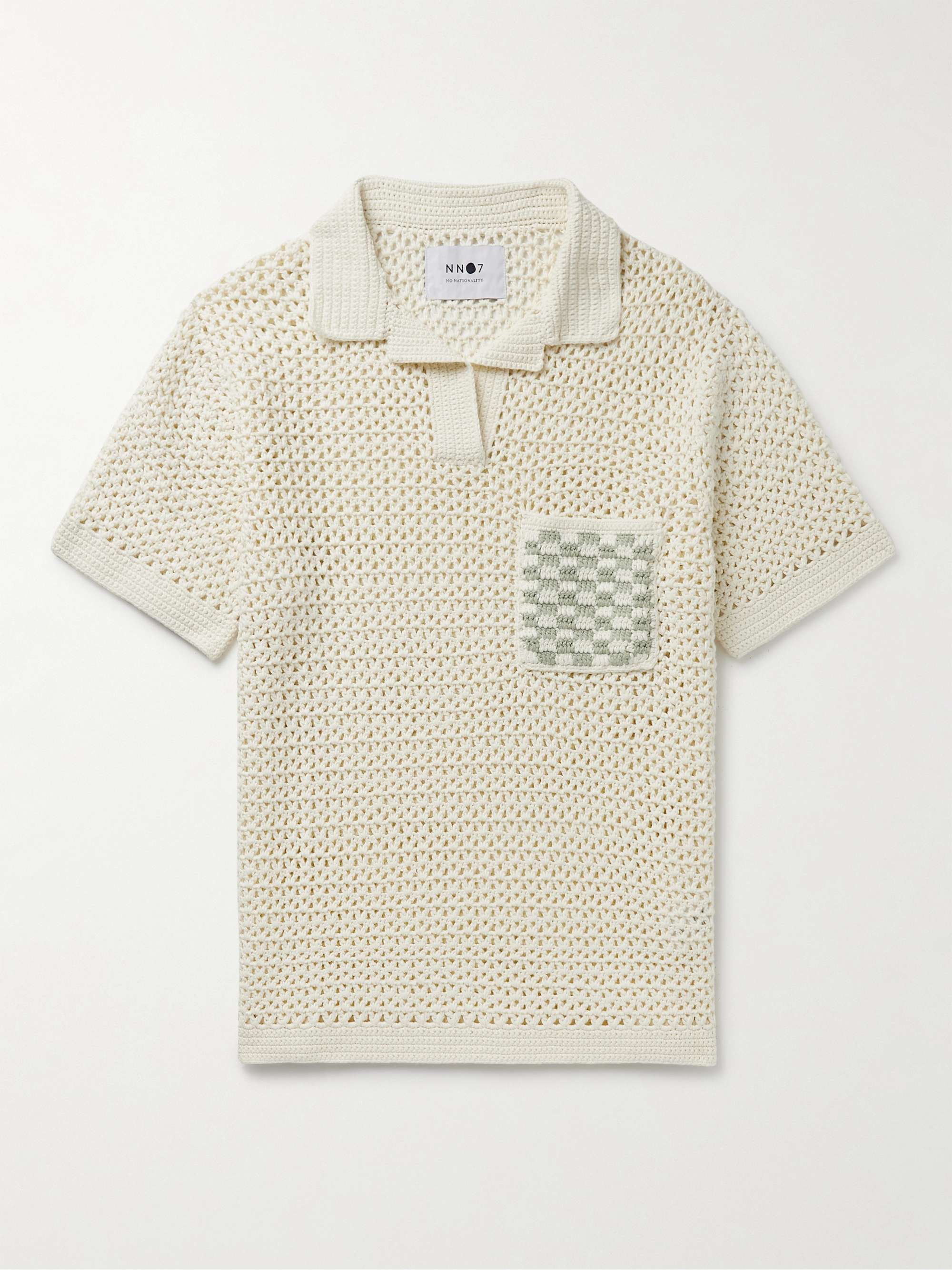 Cream Ryan 6560 Crocheted Cotton Polo Shirt | NN07 | MR PORTER