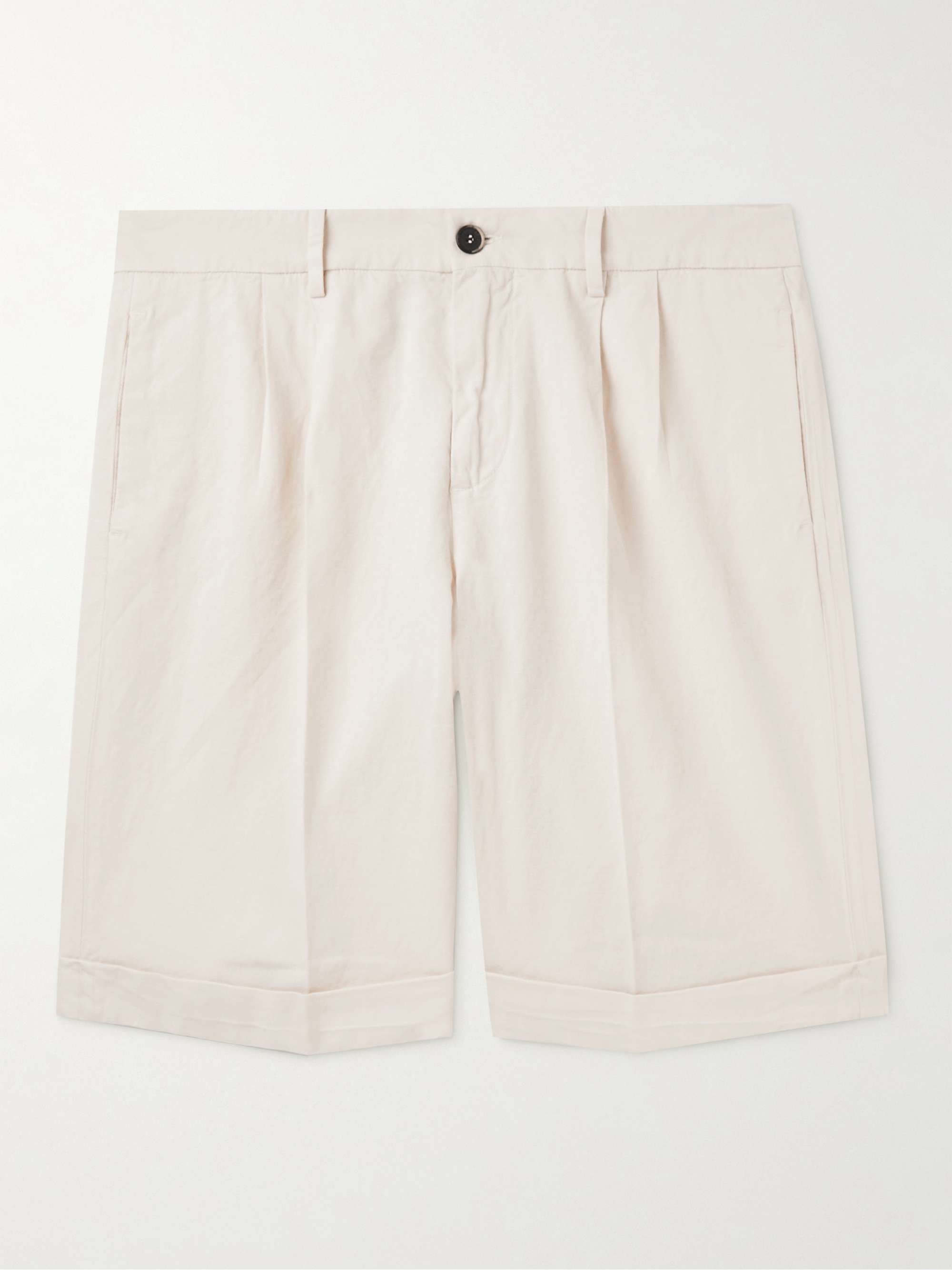 BARENA Scandola Straight-Leg Pleated Cotton-Blend Shorts | MR PORTER