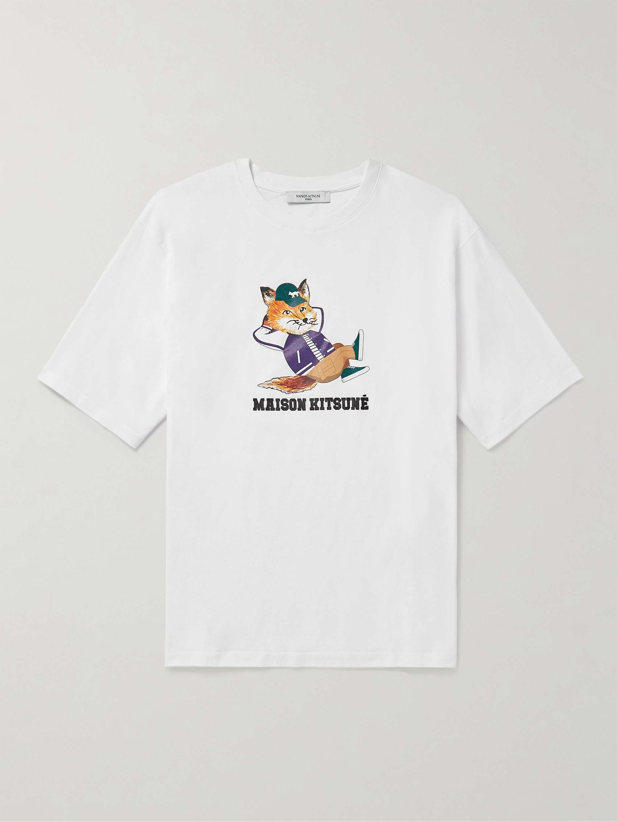 White Logo-Print Cotton-Jersey T-Shirt | MAISON KITSUNÉ | MR PORTER