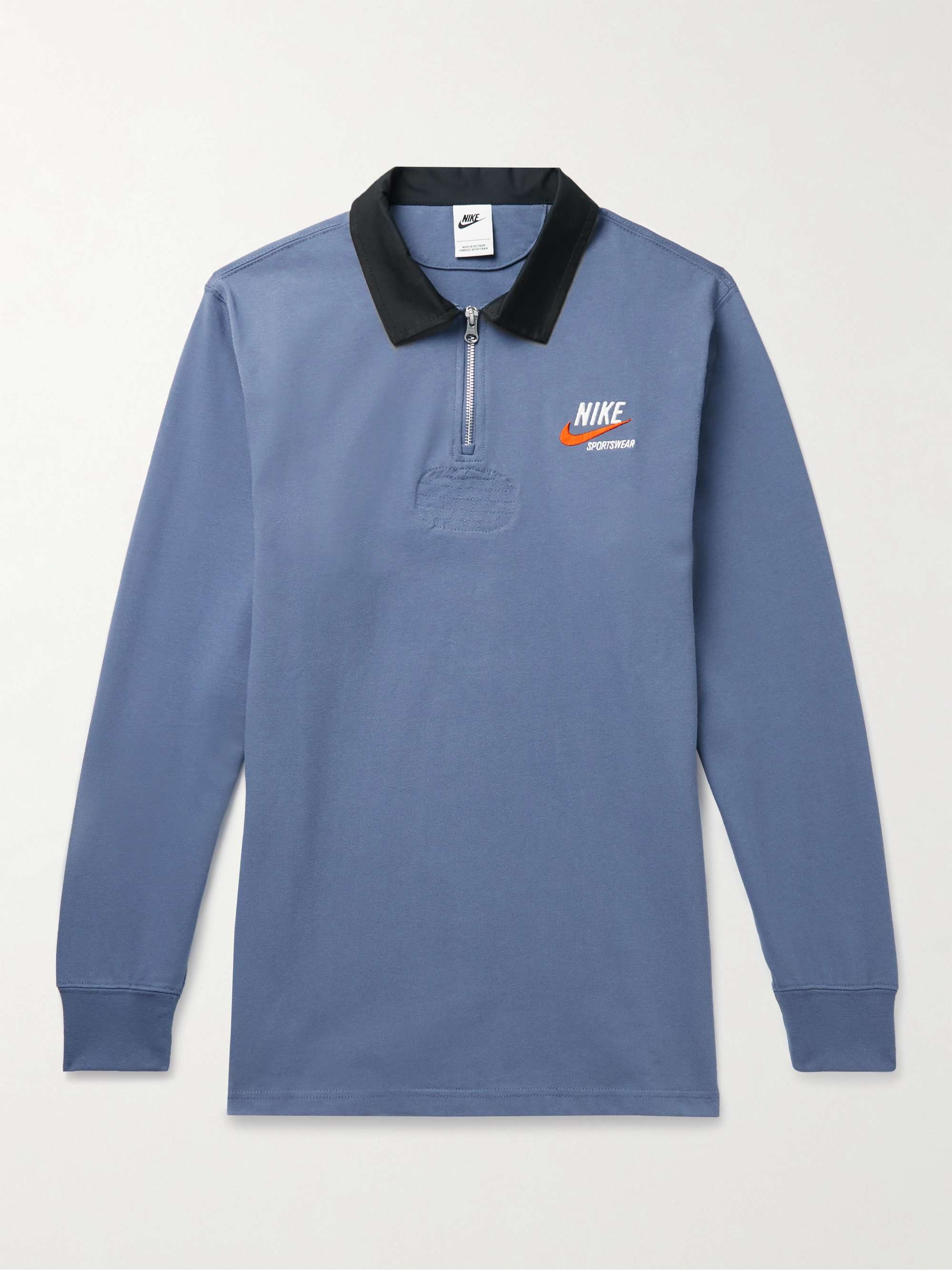 NIKE Sportswear Twill-Trimmed Logo-Embroidered Cotton Half-Zip Top for Men  | MR PORTER