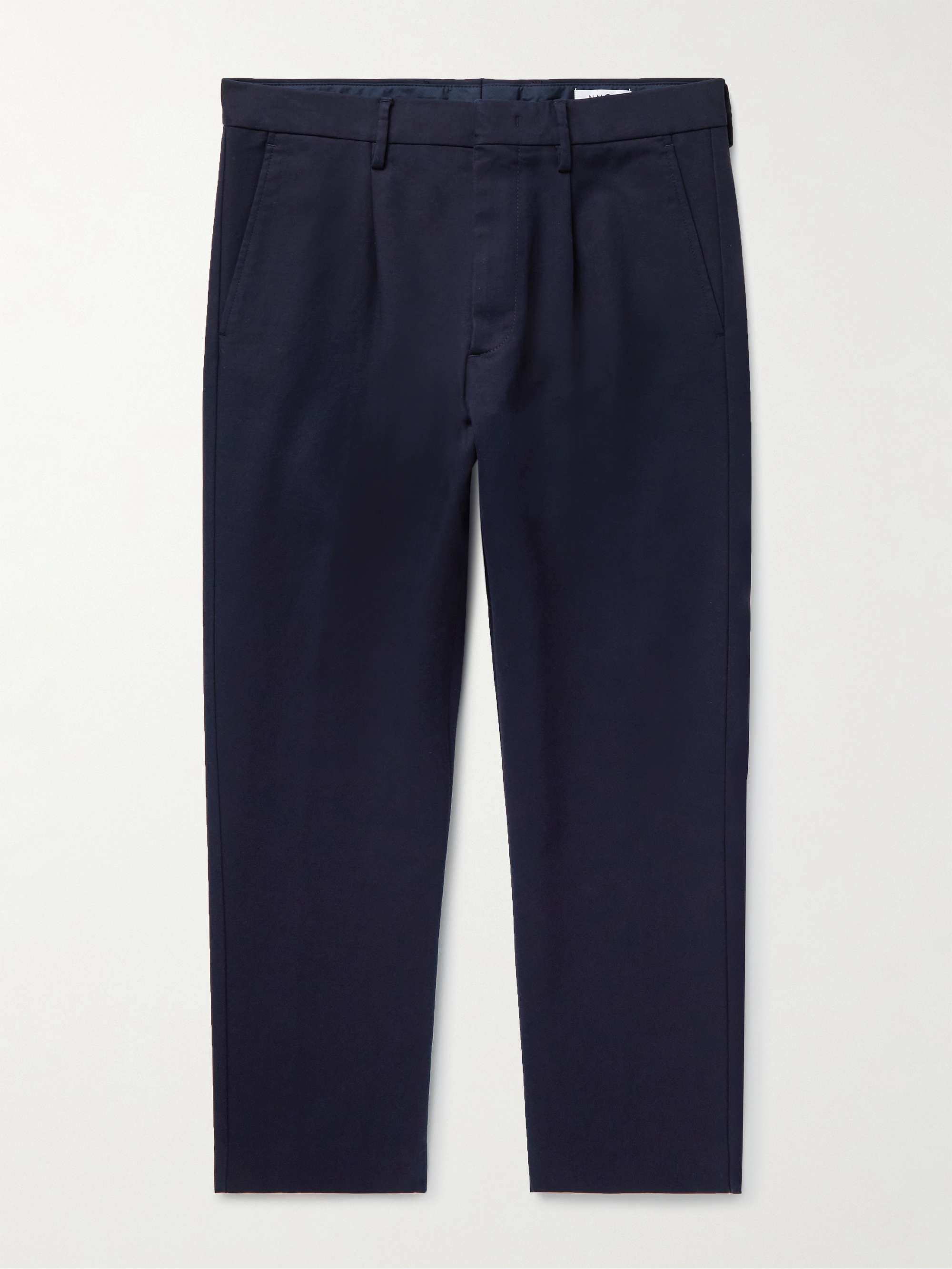 NN07 Bill Straight-Leg Cropped Pleated Stretch-Cotton Trousers | MR PORTER