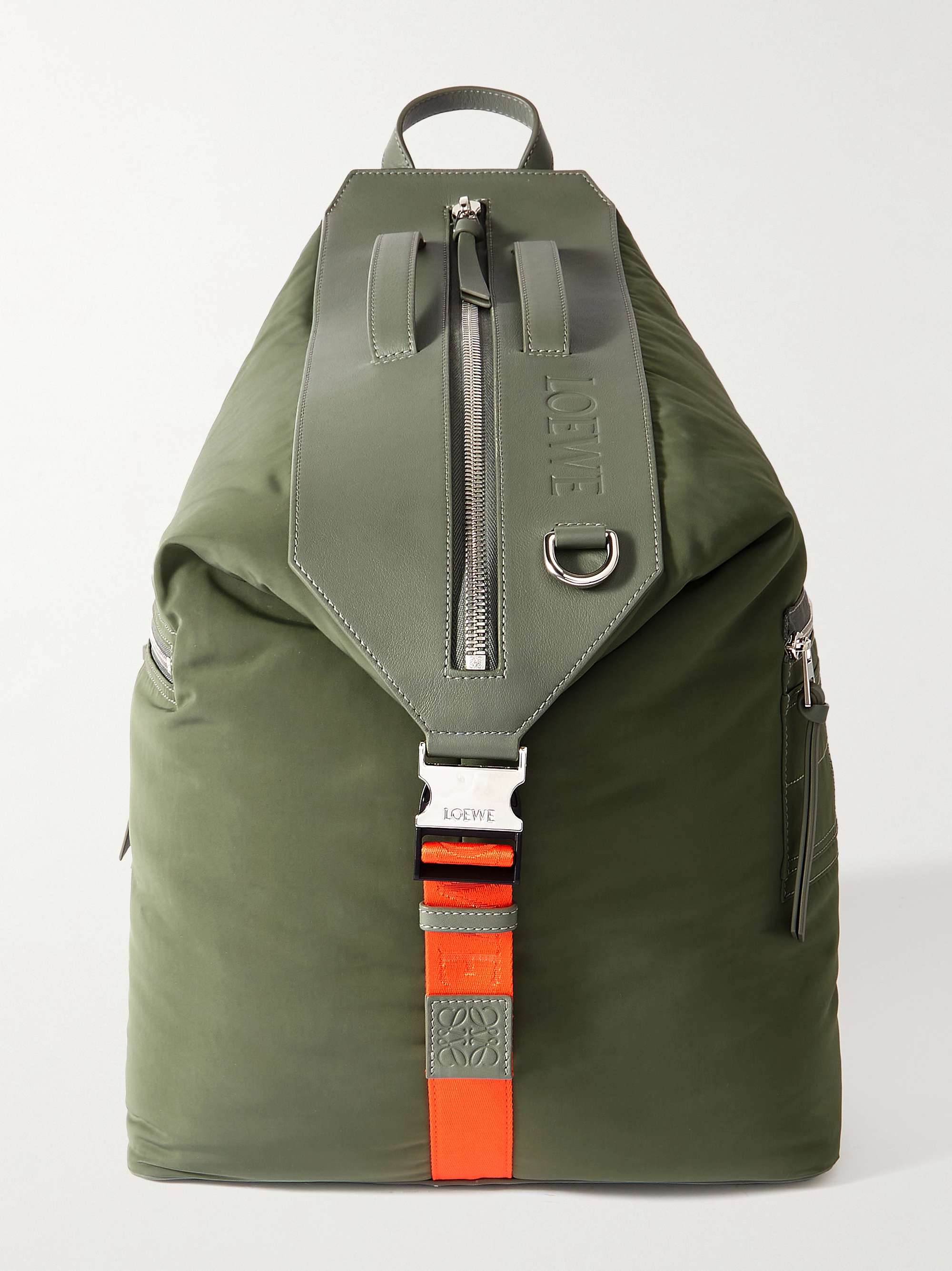 LOEWE Convertible Logo-Debossed Leather-Trimmed Shell Backpack for Men | MR  PORTER