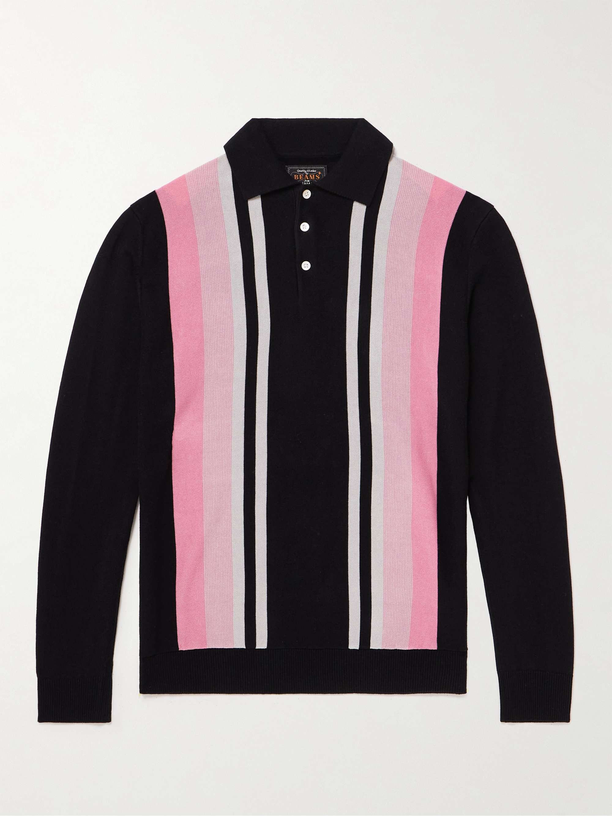 BEAMS PLUS Striped Jacquard-Knit Polo Shirt for Men | MR PORTER