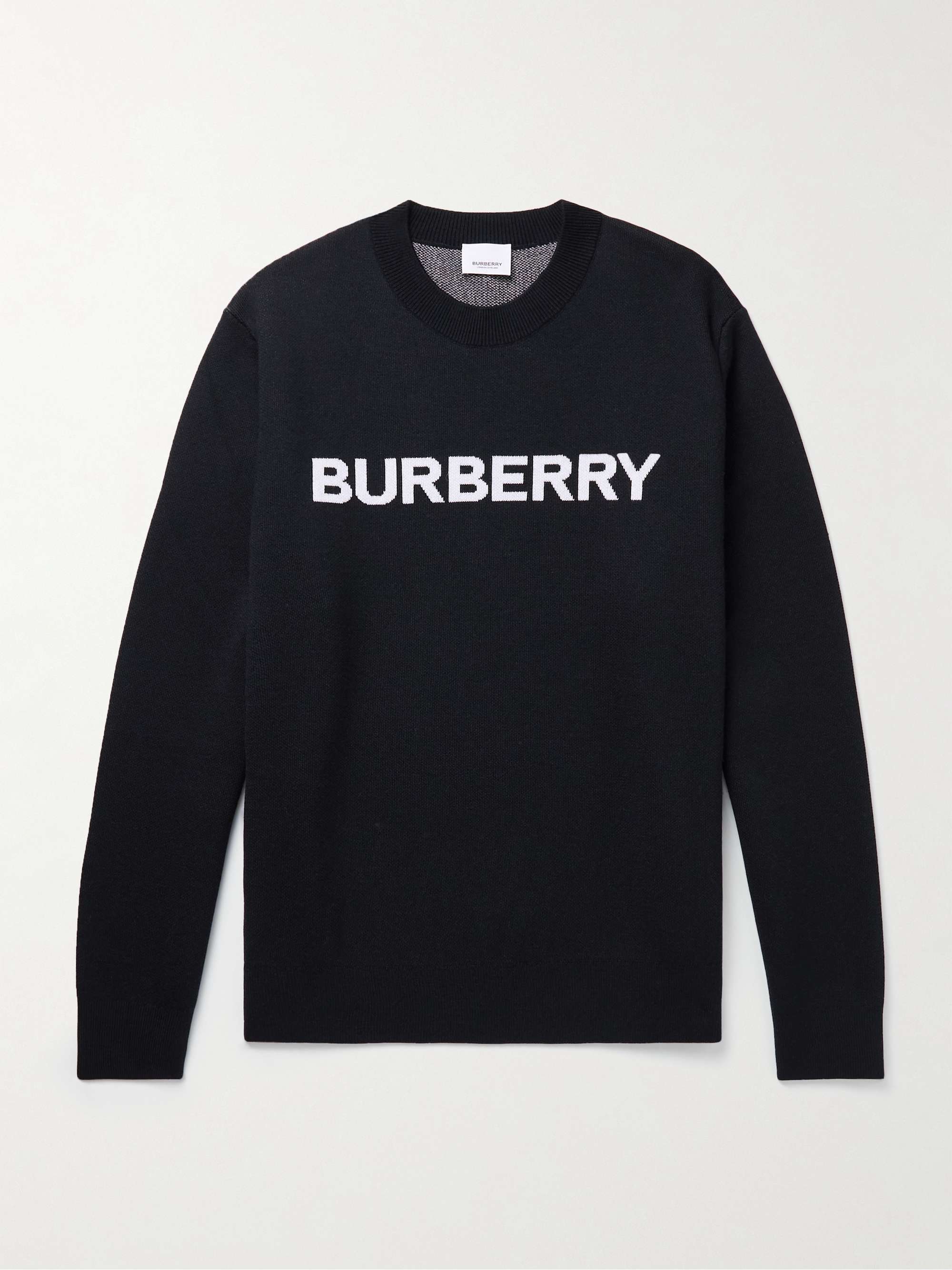 BURBERRY Logo-Intarsia Wool and Cotton-Blend Sweater for Men | MR PORTER