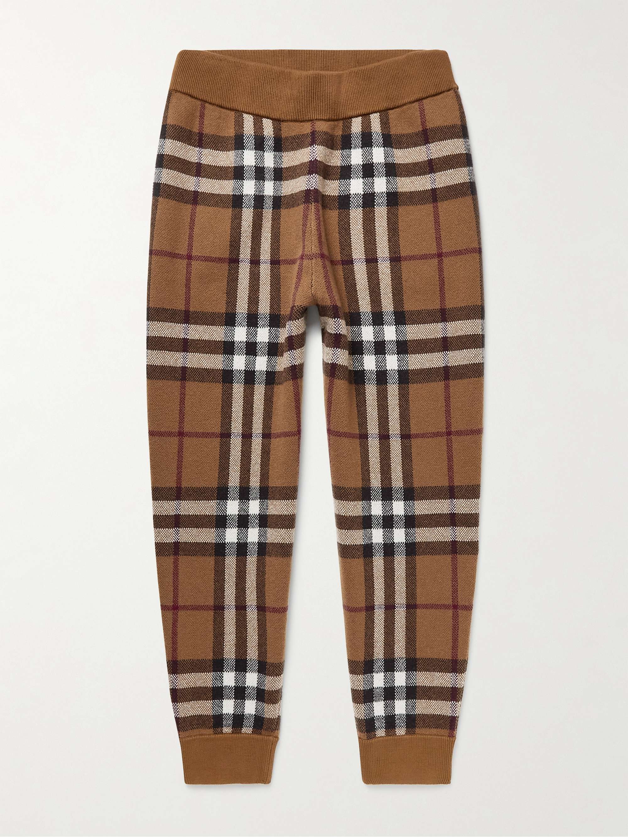 BURBERRY Checked Cashmere-Jacquard Tapered Sweatpants | MR PORTER