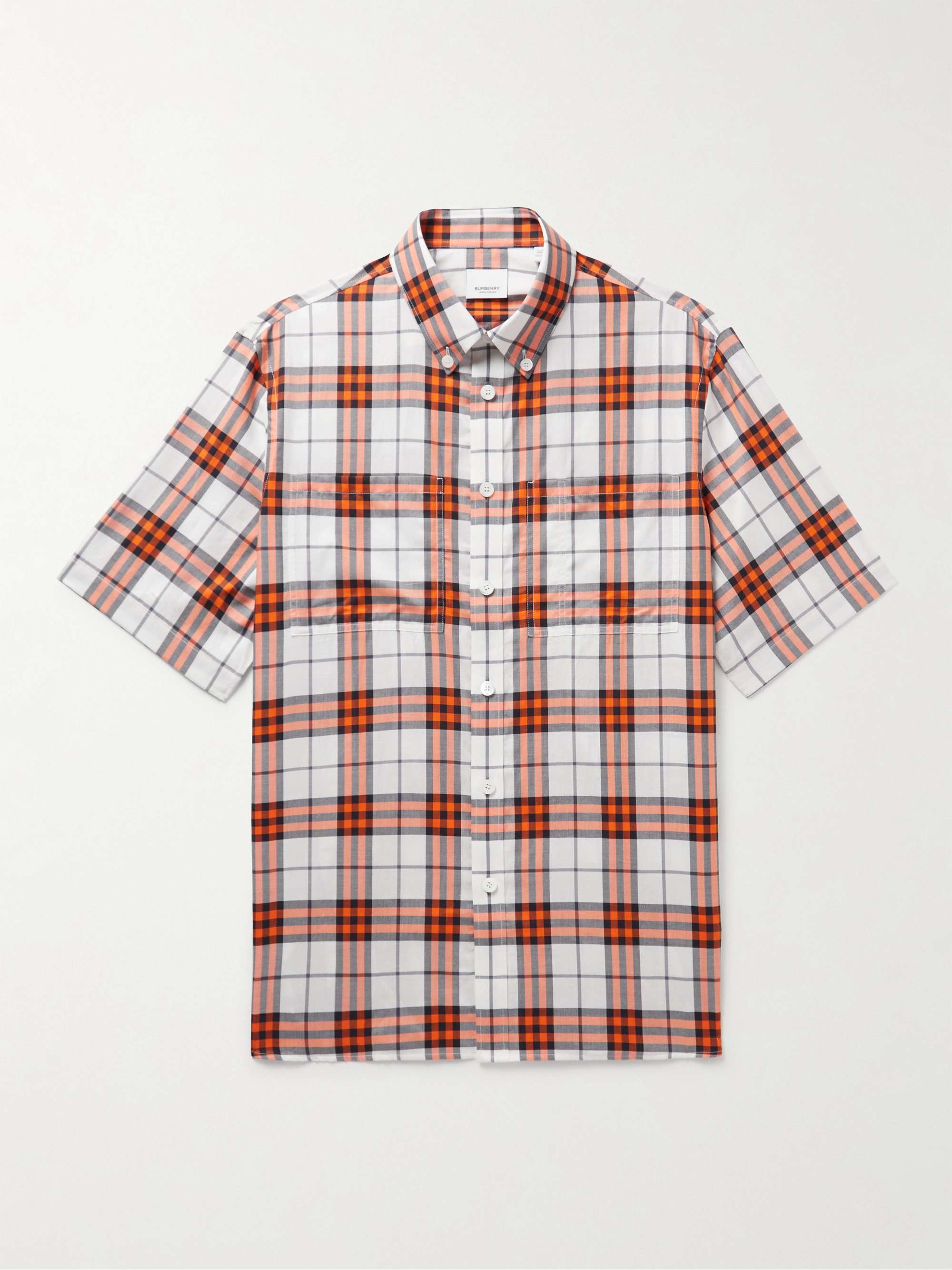 Red Button-Down Collar Checked Cotton-Twill Shirt | BURBERRY | MR PORTER