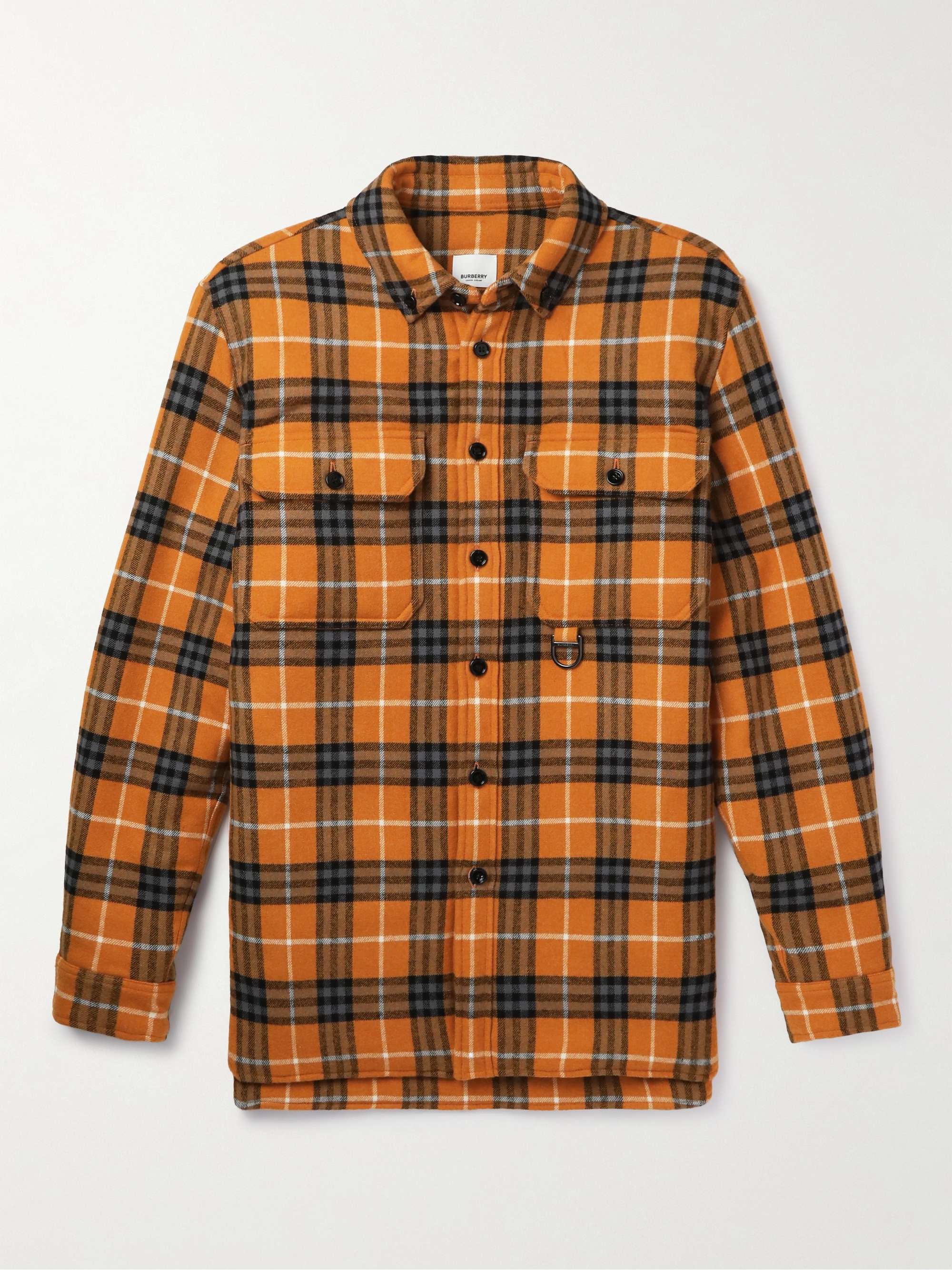 BURBERRY Button-Down Collar Checked Padded Wool and Cotton-Blend Overshirt  for Men | MR PORTER