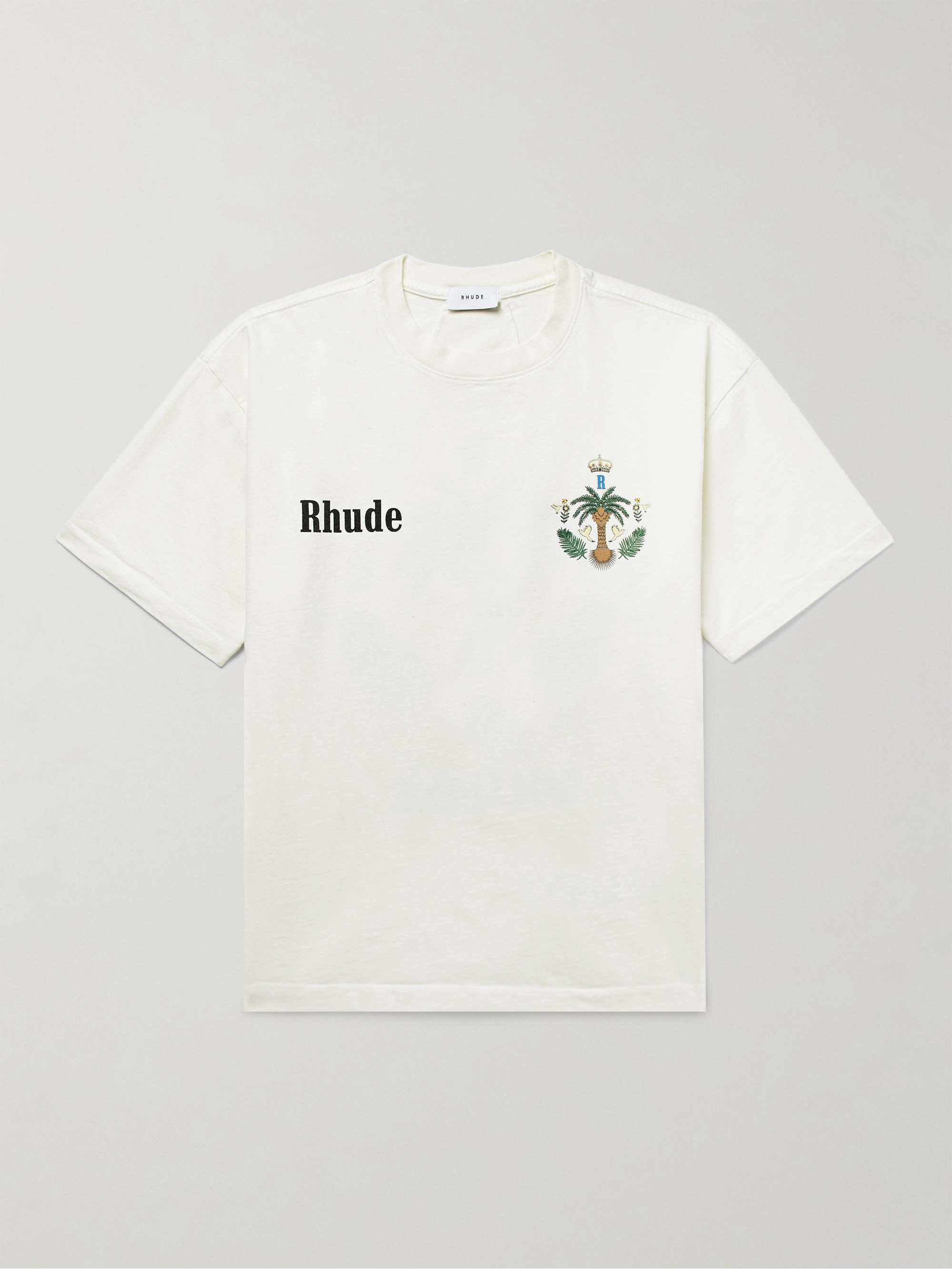RHUDE Las Palmas Logo-Print Cotton-Jersey T-Shirt | MR PORTER