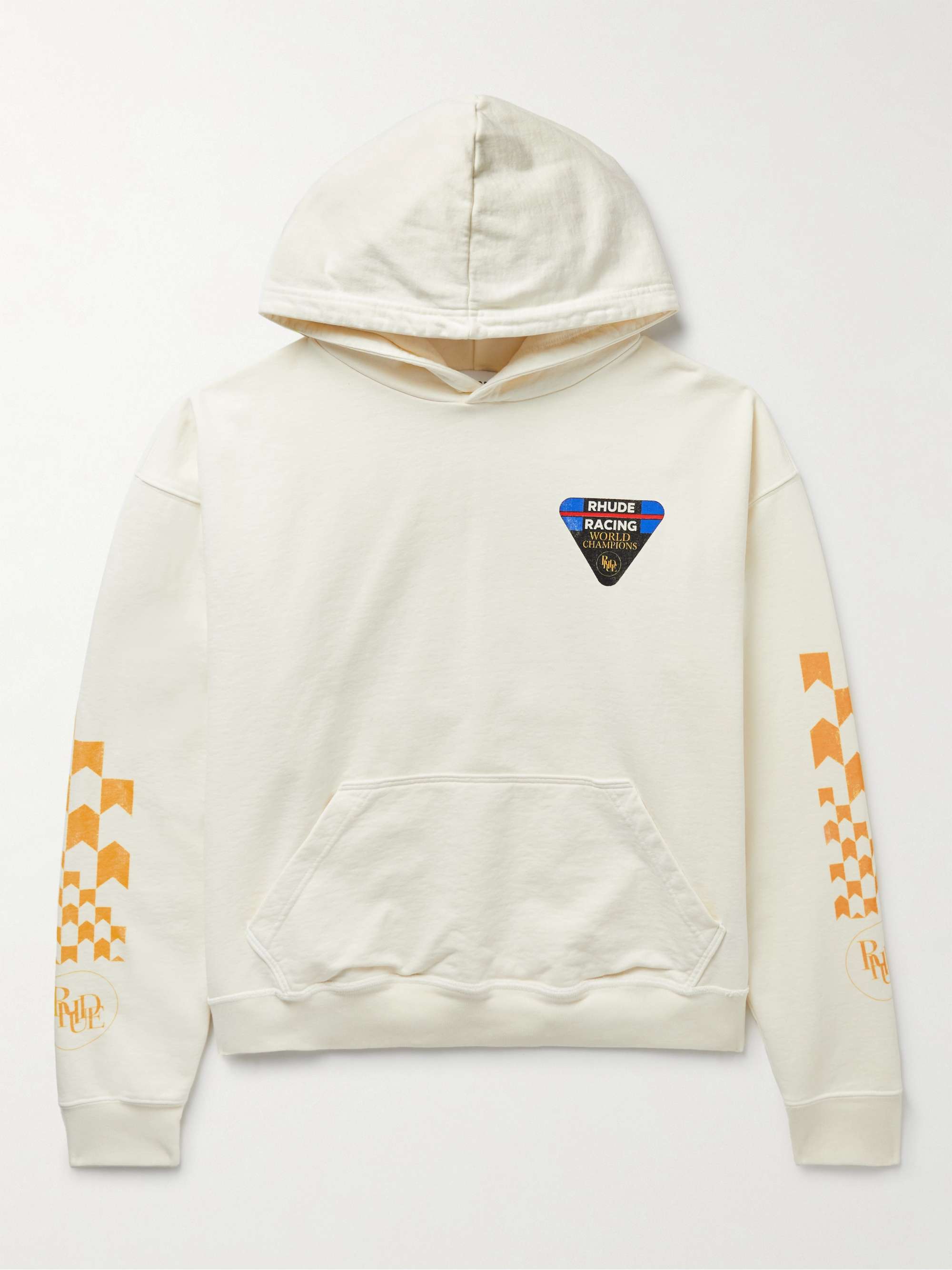 Off-white Livery Racing Logo-Print Cotton-Jersey Hoodie | RHUDE | MR PORTER