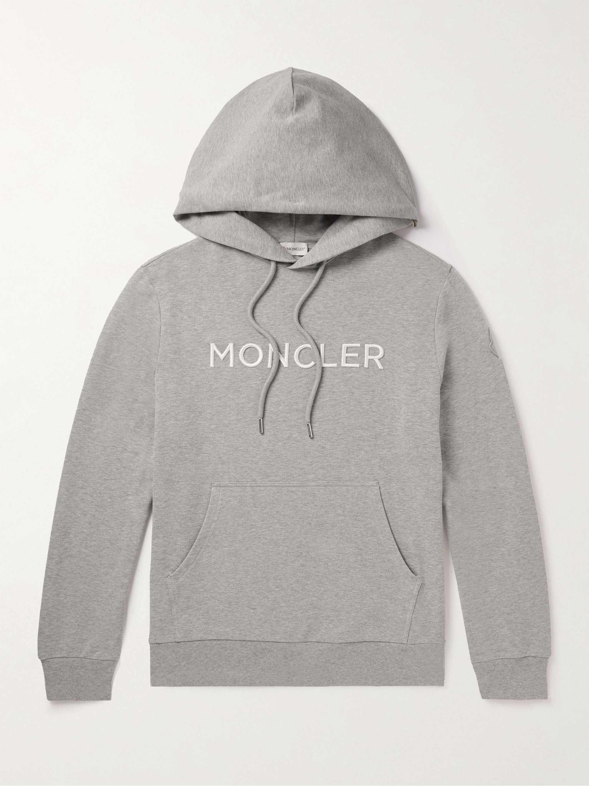 MONCLER Logo-Embroidered Cotton-Jersey Hoodie for Men | MR PORTER