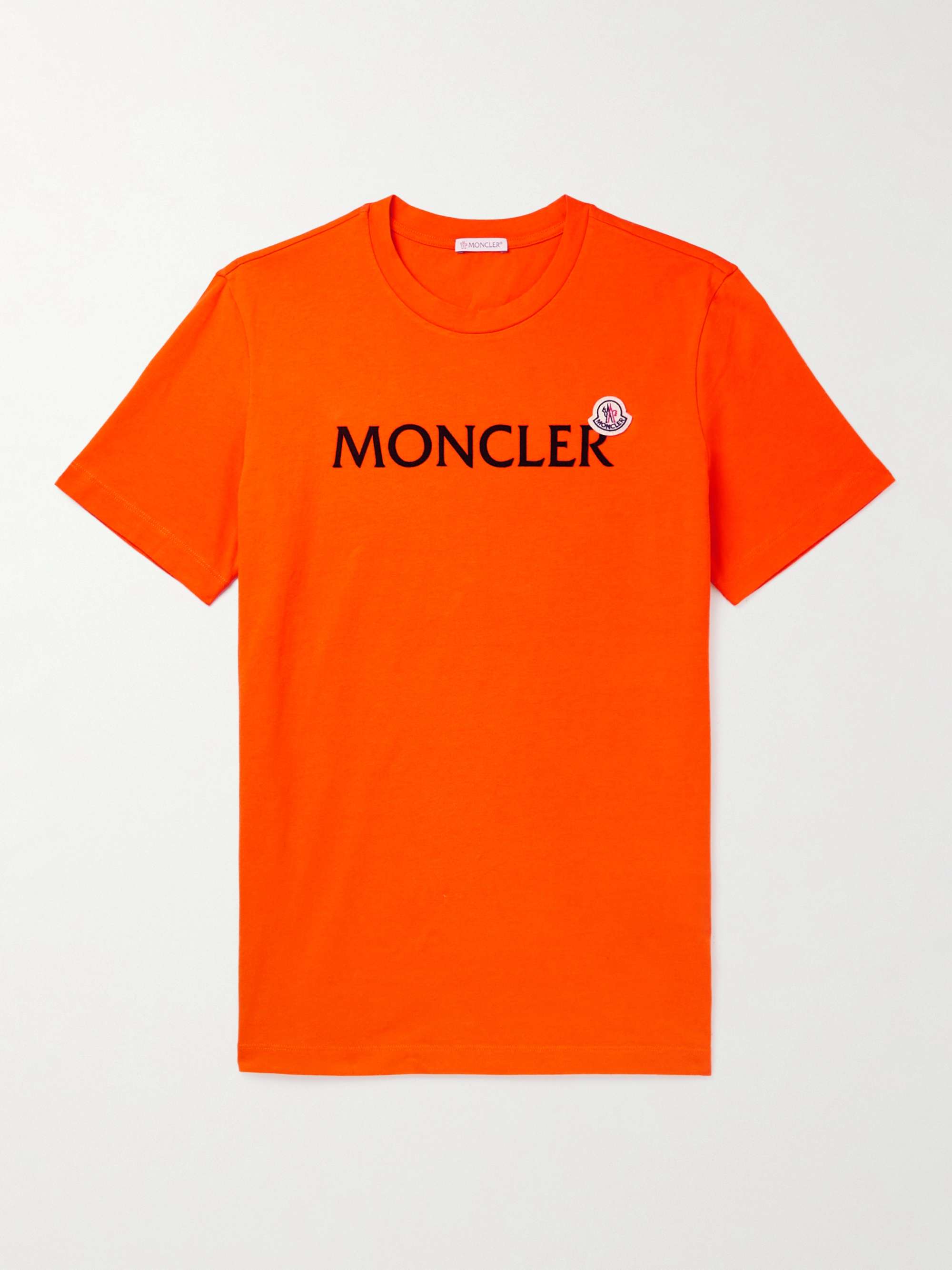 MONCLER Logo-Flocked Cotton-Jersey T-Shirt | MR PORTER