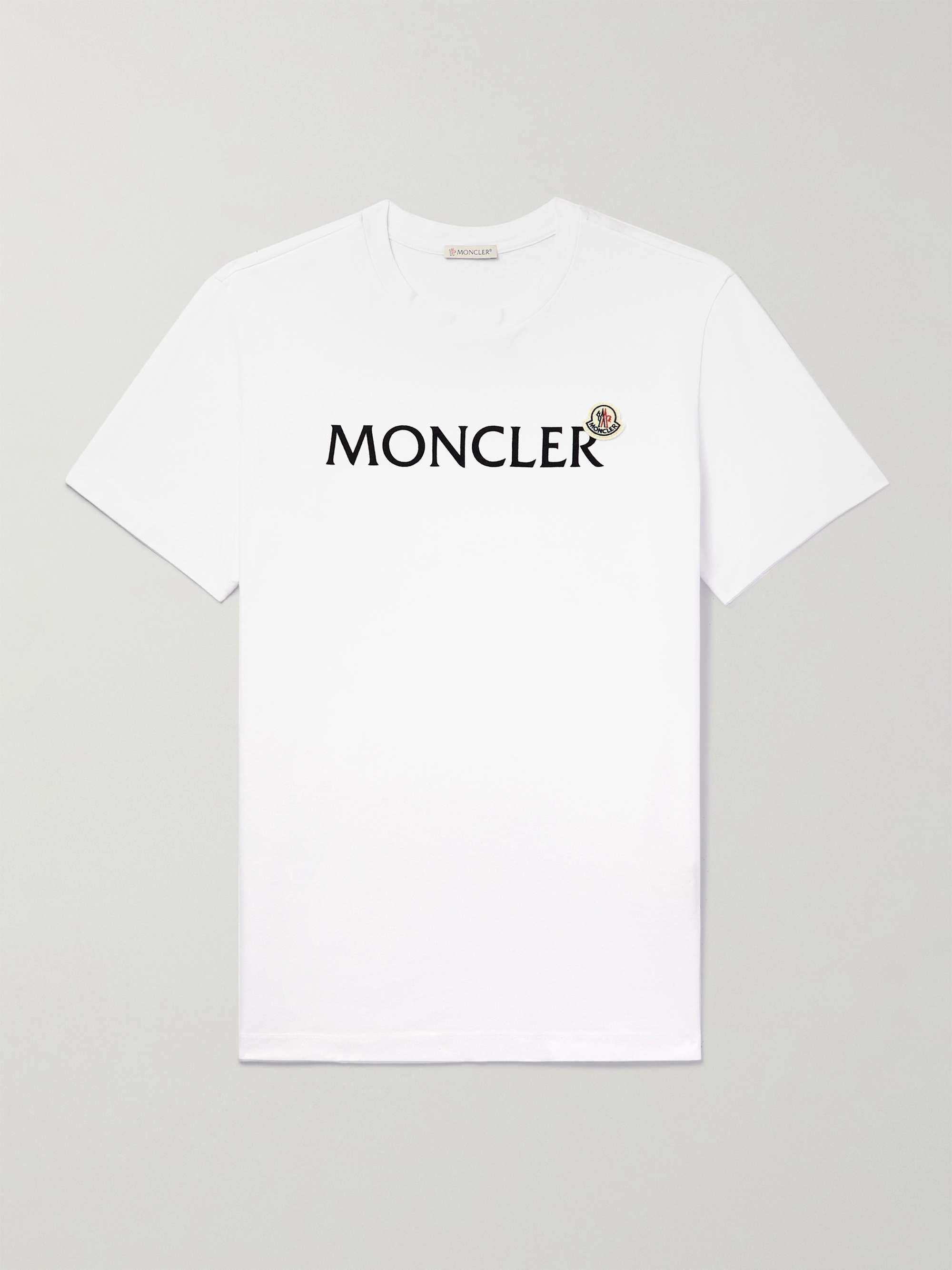 MONCLER Logo-Flocked Cotton-Jersey T-Shirt | MR PORTER