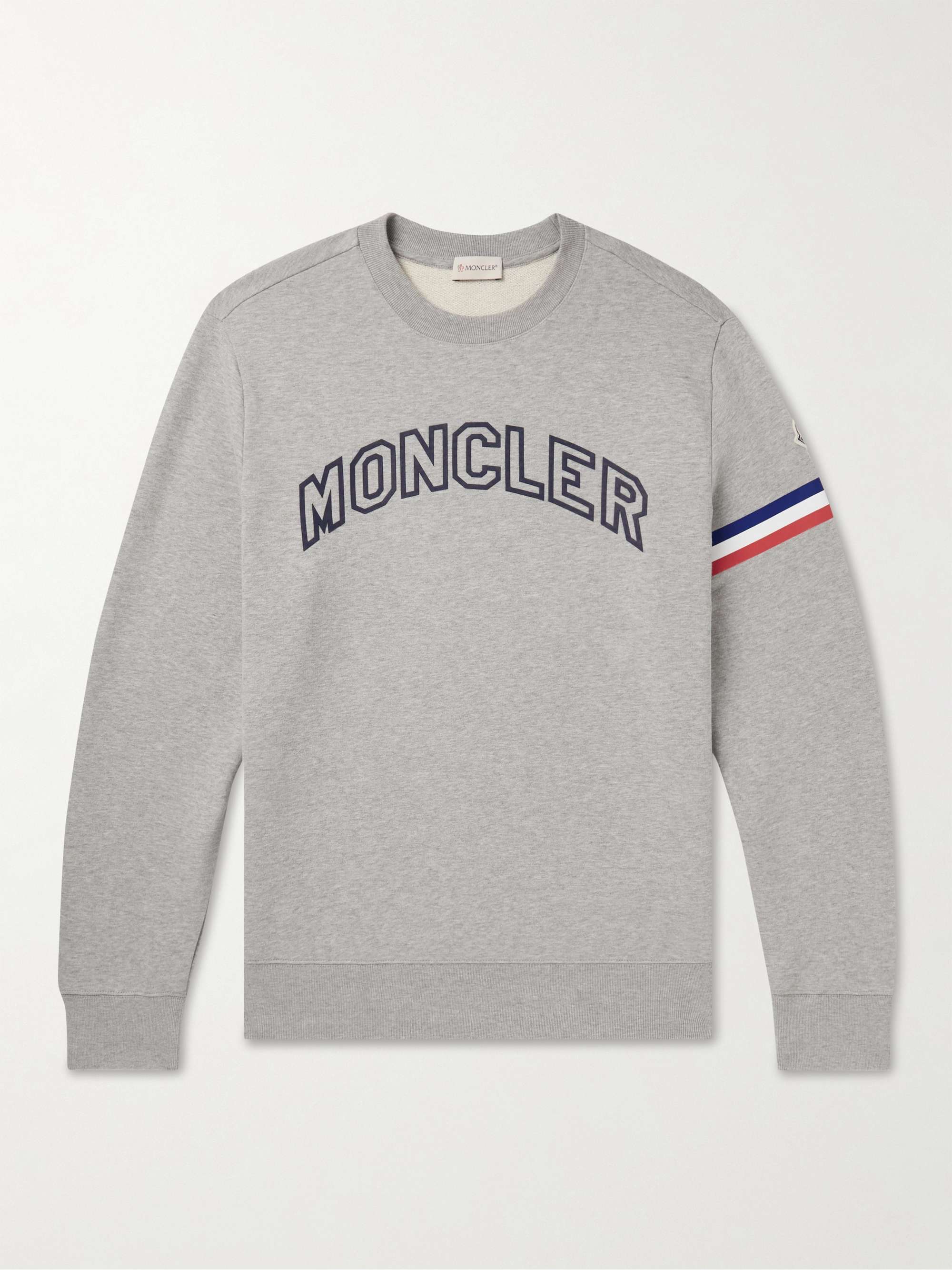MONCLER Logo-Print Striped Cotton-Jersey Sweatshirt for Men | MR PORTER