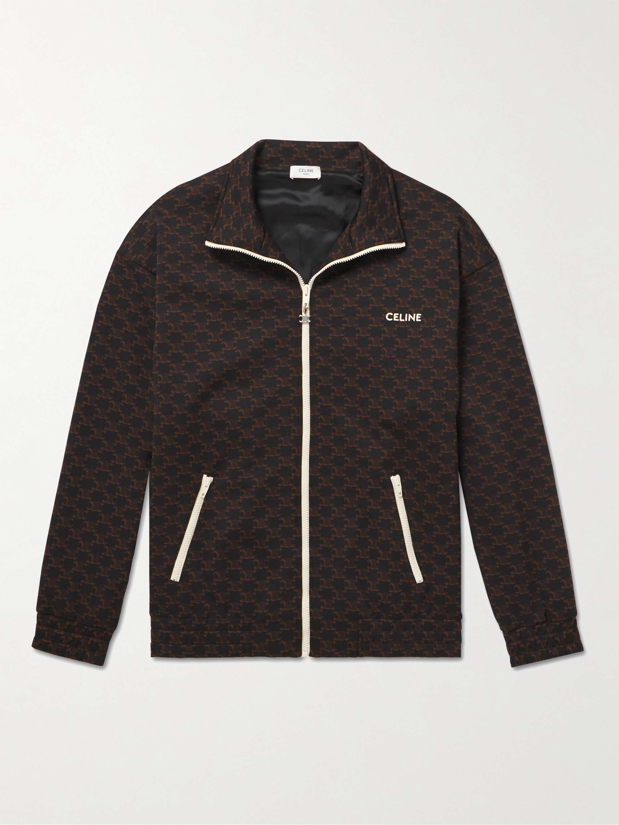 Celine Homme Triomphe logo-print Tech-Jersey Track Jacket - Men - Black Sweats - L