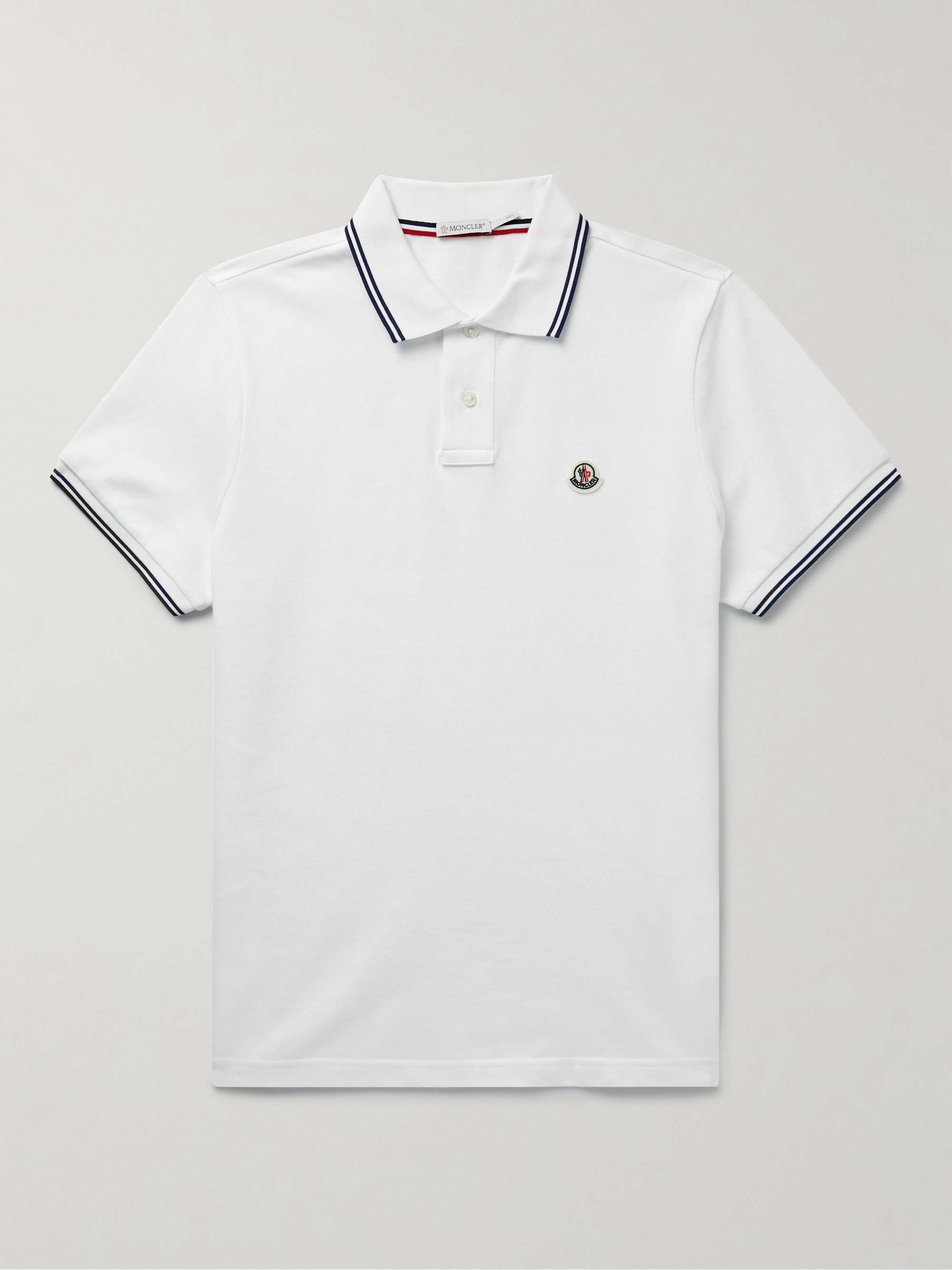 MONCLER Logo-Appliquéd Cotton-Piqué Polo Shirt | MR PORTER