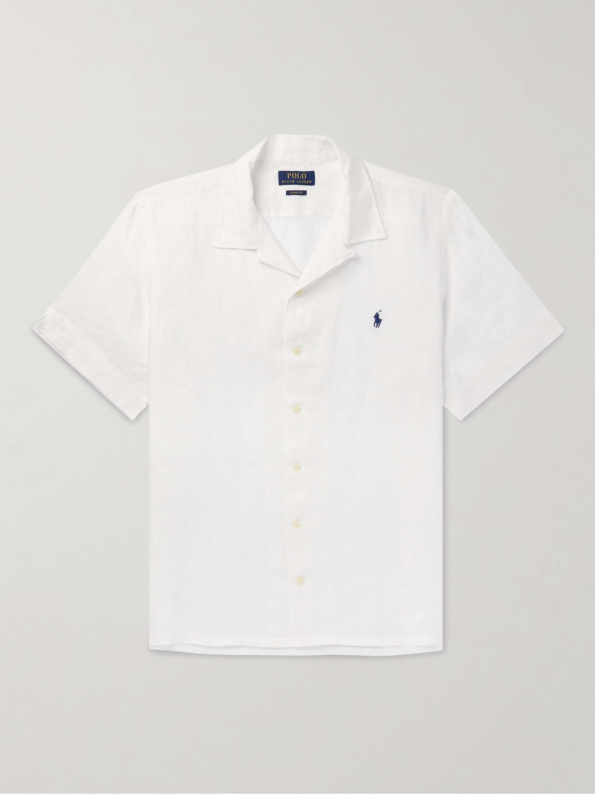 White Convertible-Collar Logo-Embroidered Linen Shirt | POLO RALPH LAUREN |  MR PORTER